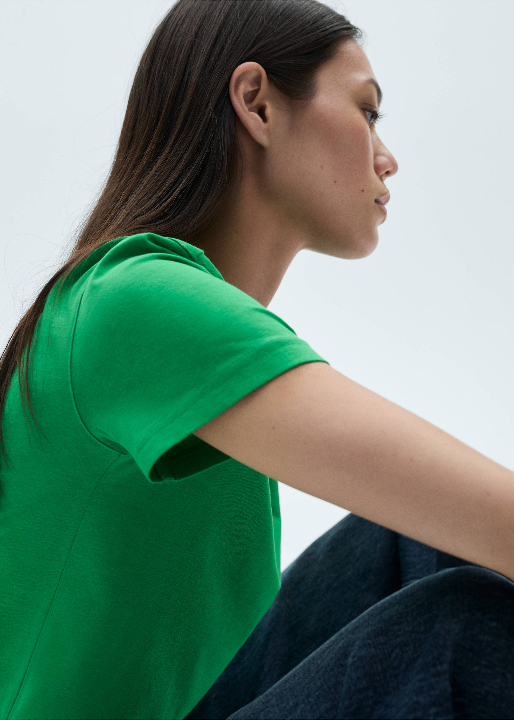 T-shirt coton manches courtes - Détail de l'article 1, Vert. Ref: 77090593-00.