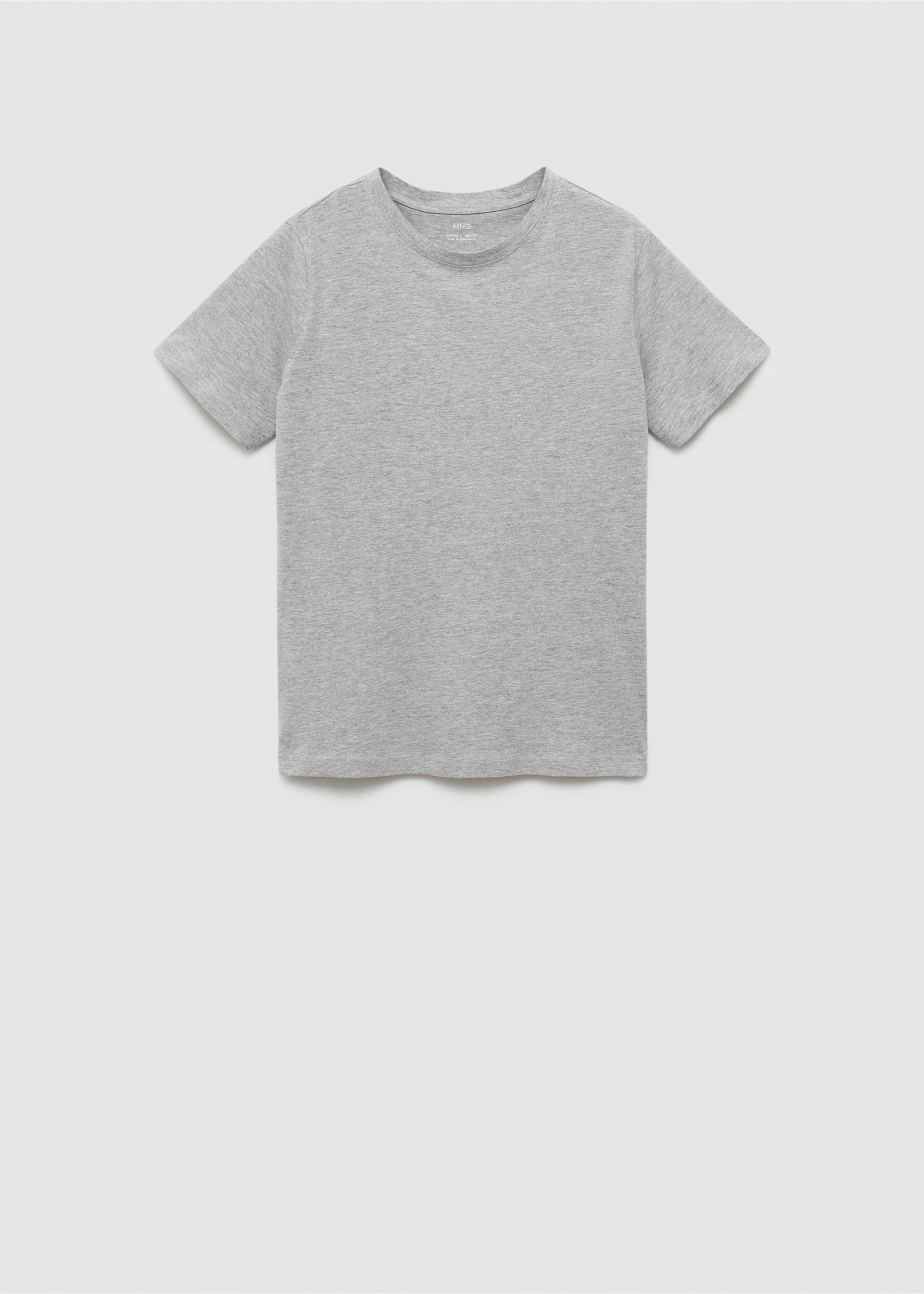 Kurzärmliges Baumwoll-T-Shirt - Artikel ohne Model, Mittelgrau meliert. Ref: 77090593-00.