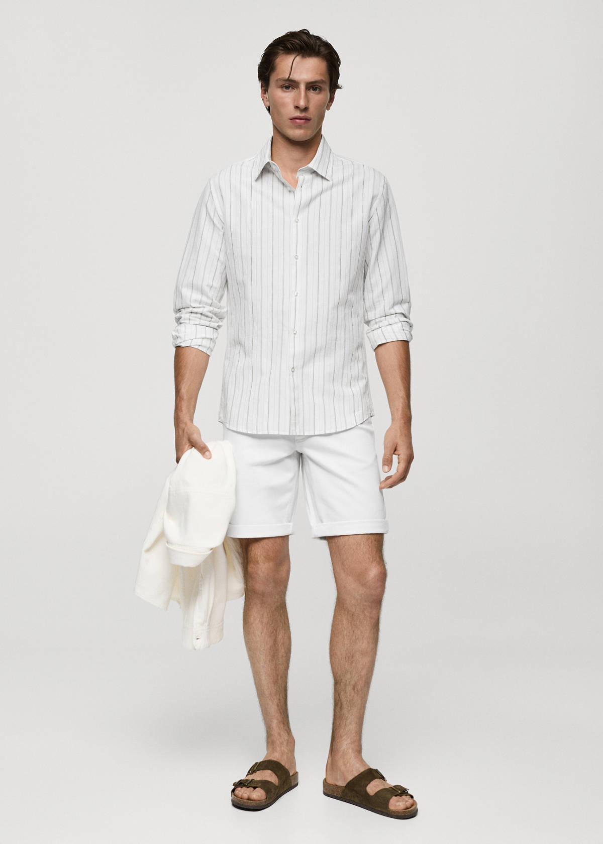 Slim-fit denim bermuda shorts