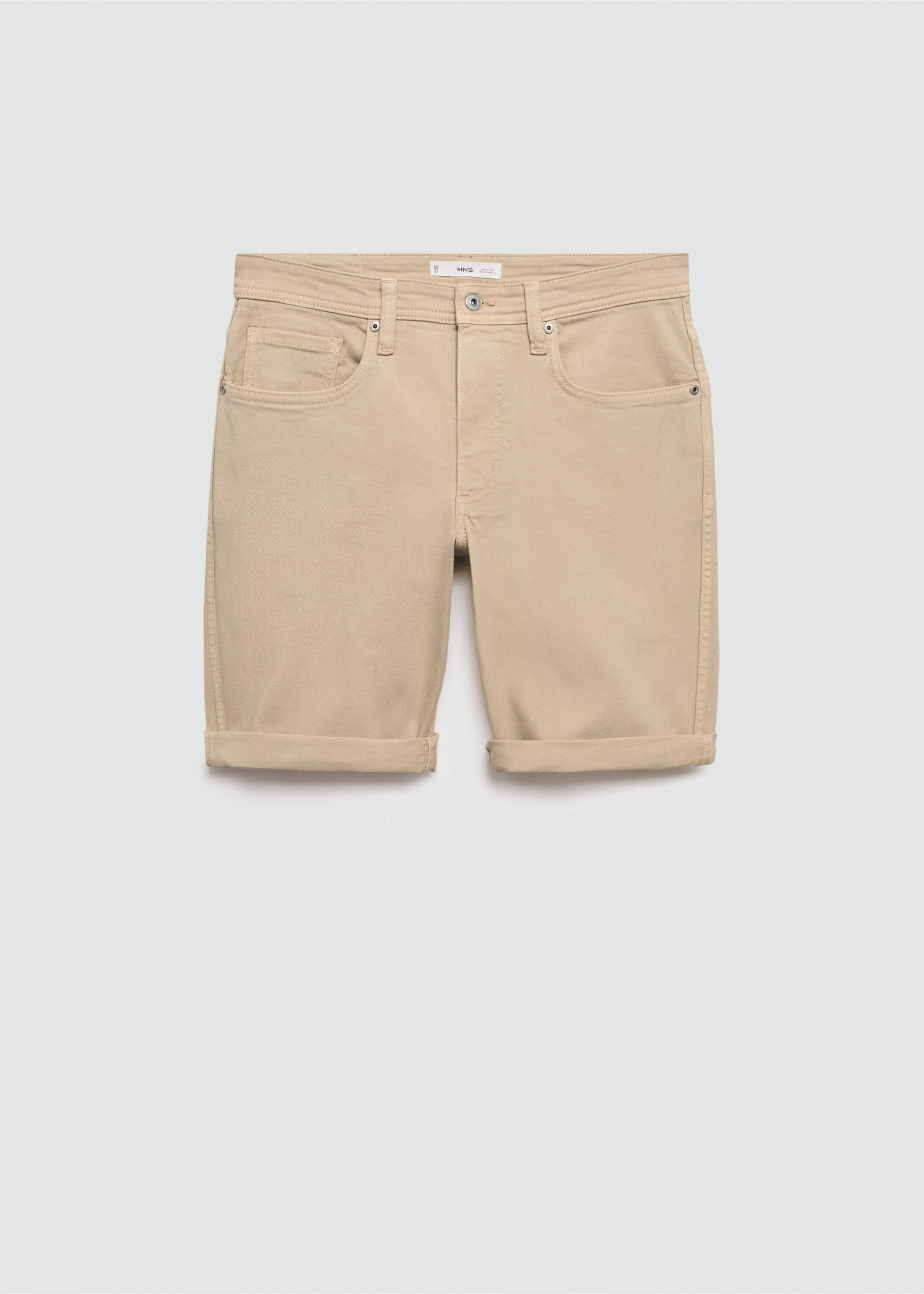 Bermuda en jean slim fit - Article sans modèle, Beige. Ref: 77090595-00.