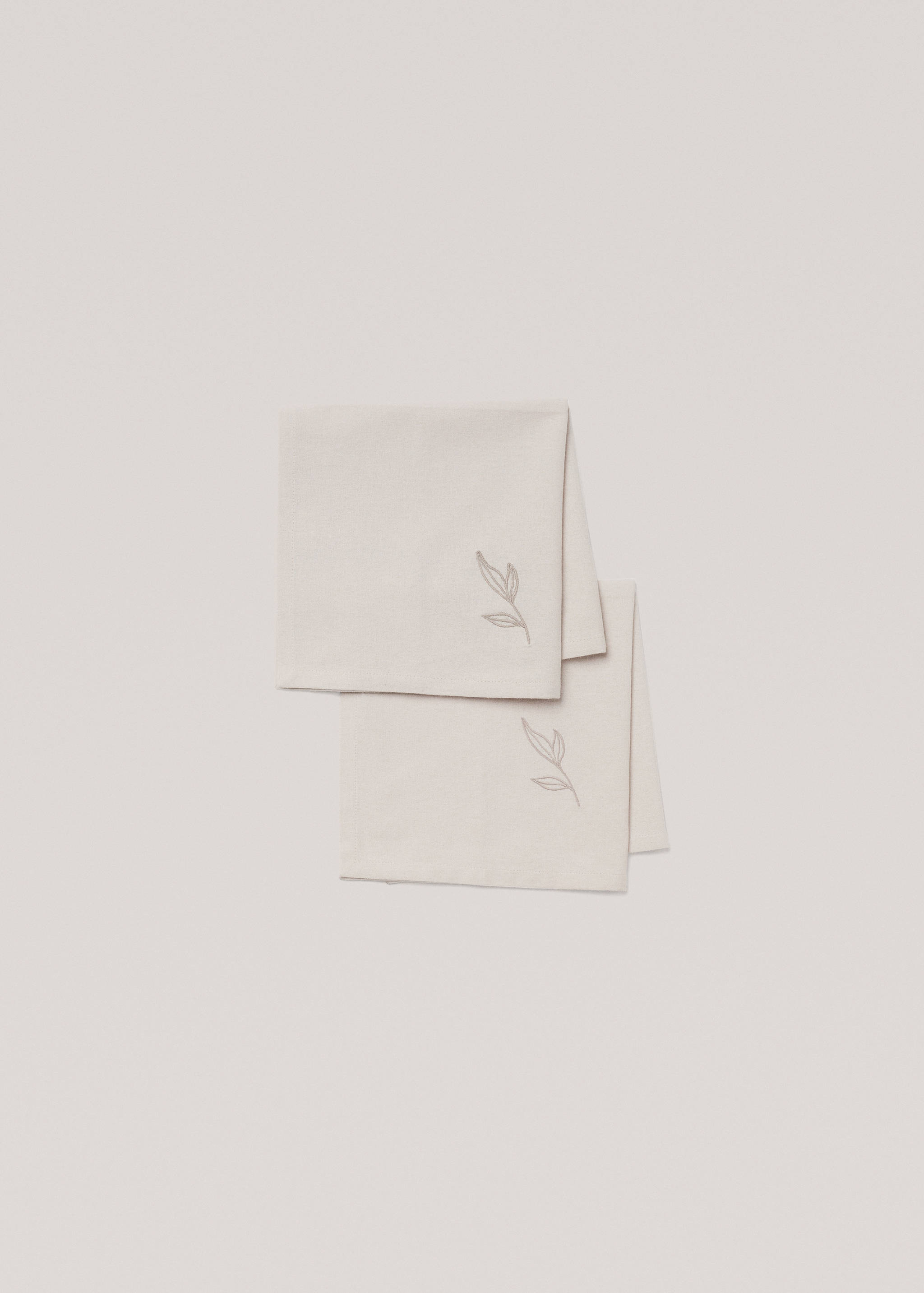 Cotton napkin with embroidered leaves - Article without model