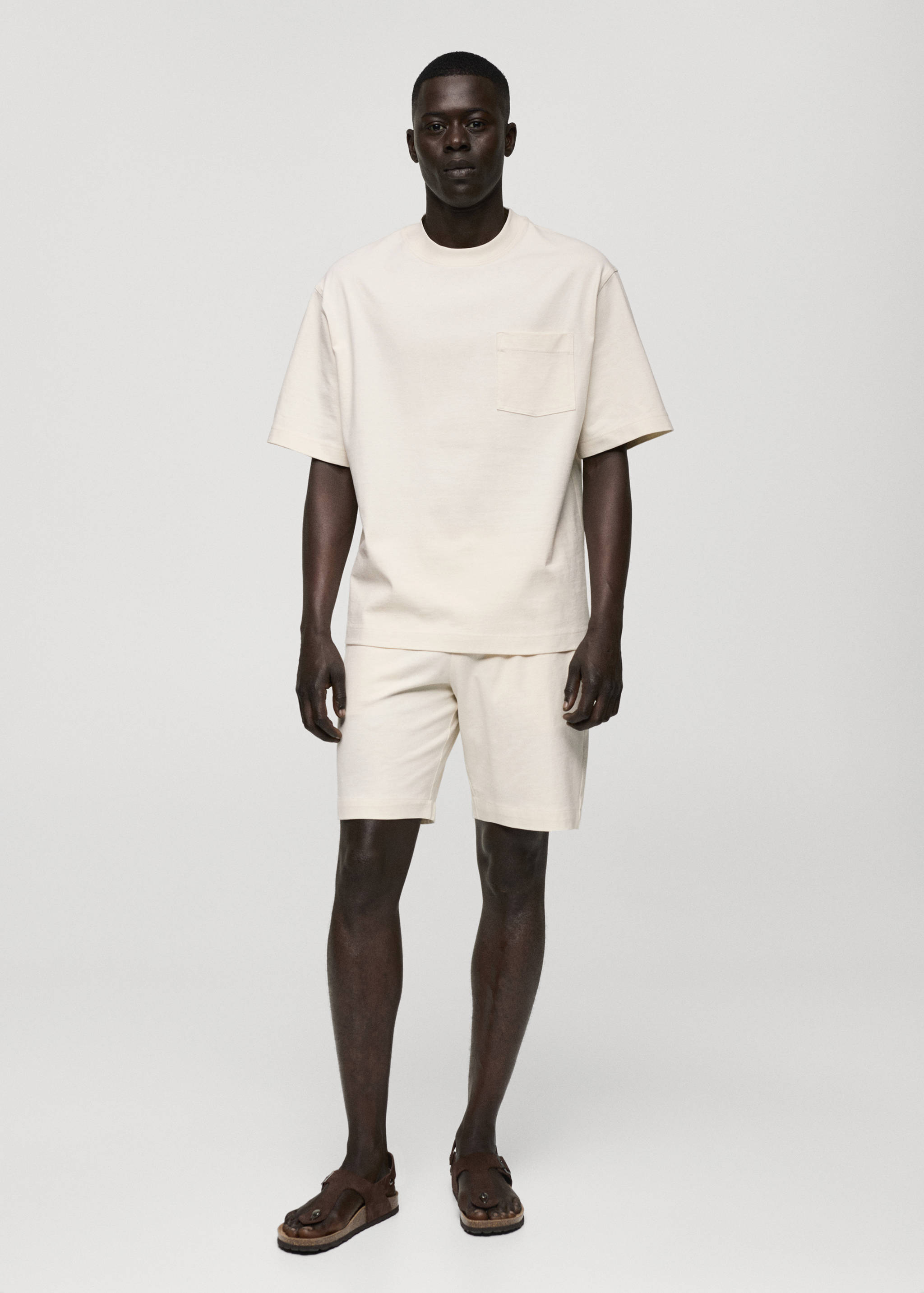 100% cotton bermuda shorts with drawstring - General plane