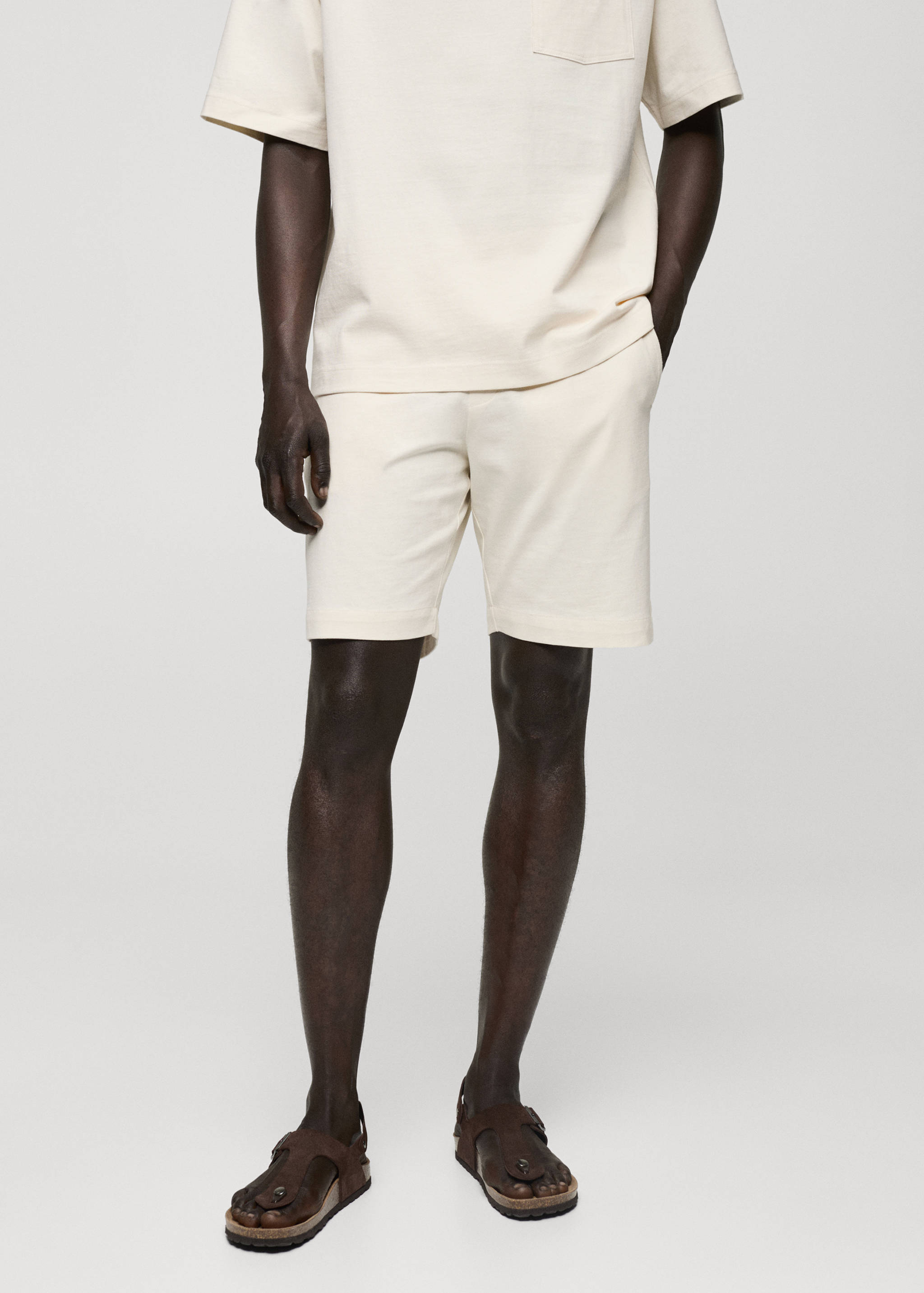 100% cotton bermuda shorts with drawstring - Medium plane