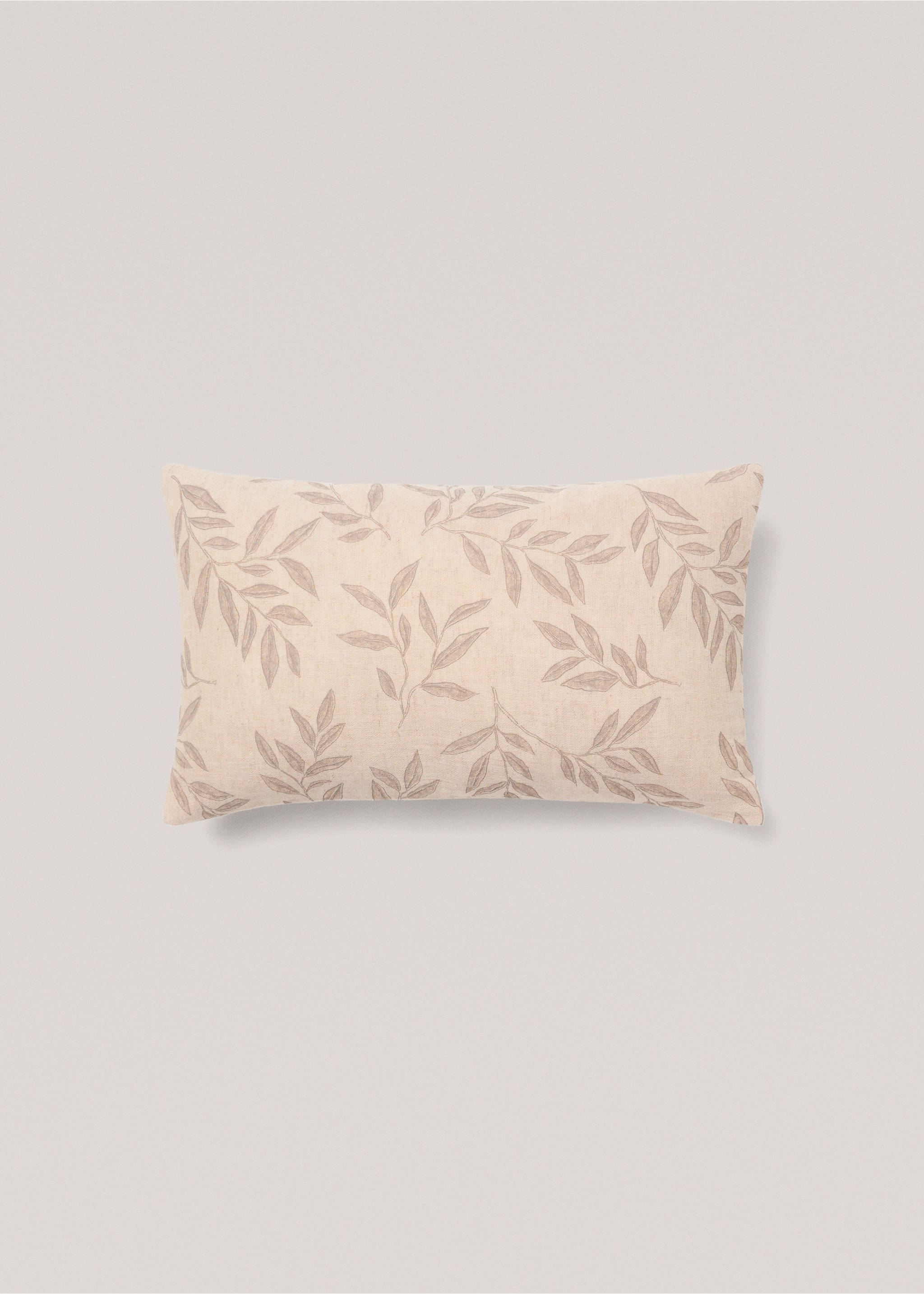 Housse de coussin coton lin fleurs 30x50 cm - Article sans modèle, Marron clair/pastel. Ref: 77090613-00.