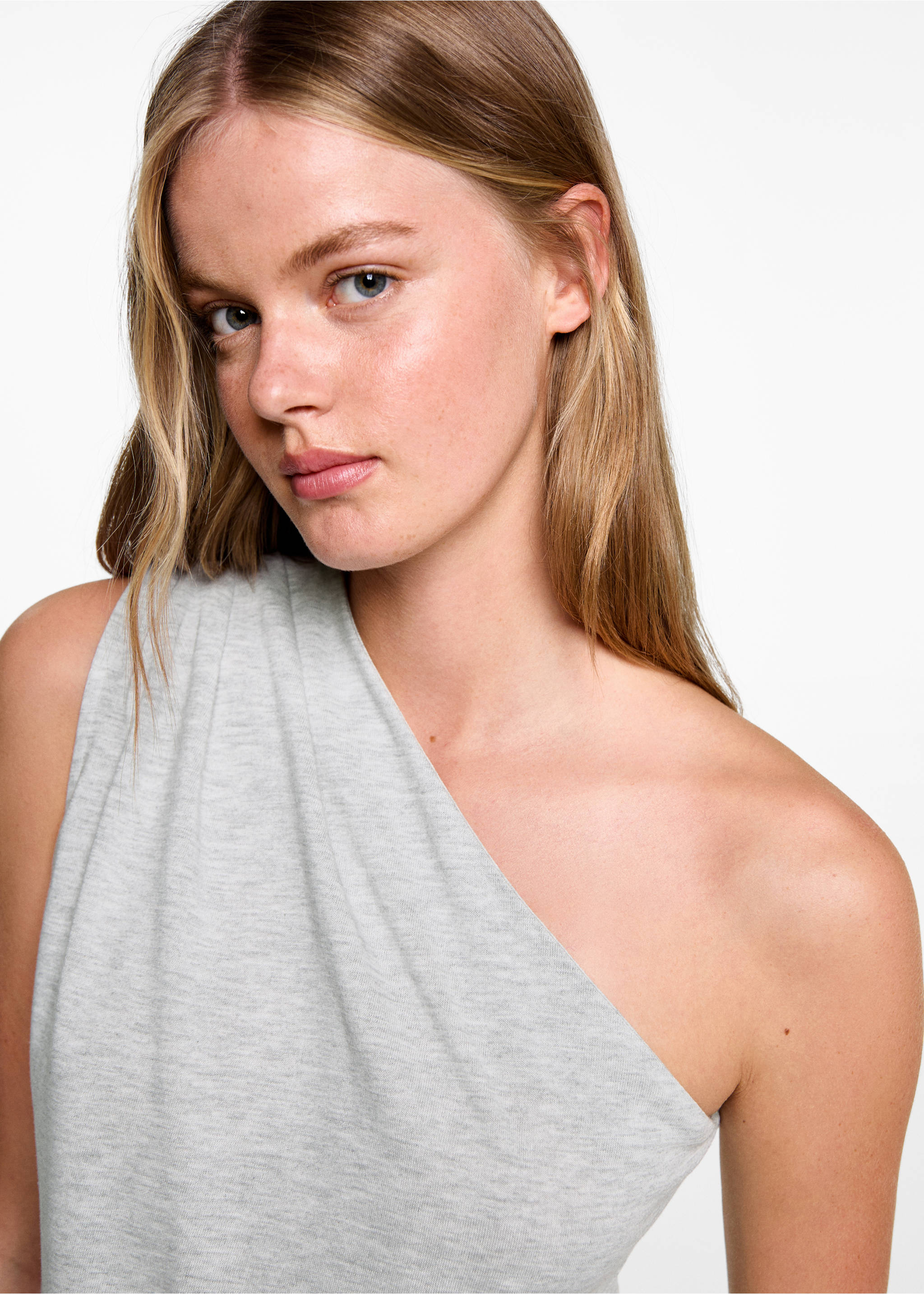 Top motif asymétrique - Détail de l'article 1, Gris chiné moyen. Ref: 77090637-00.