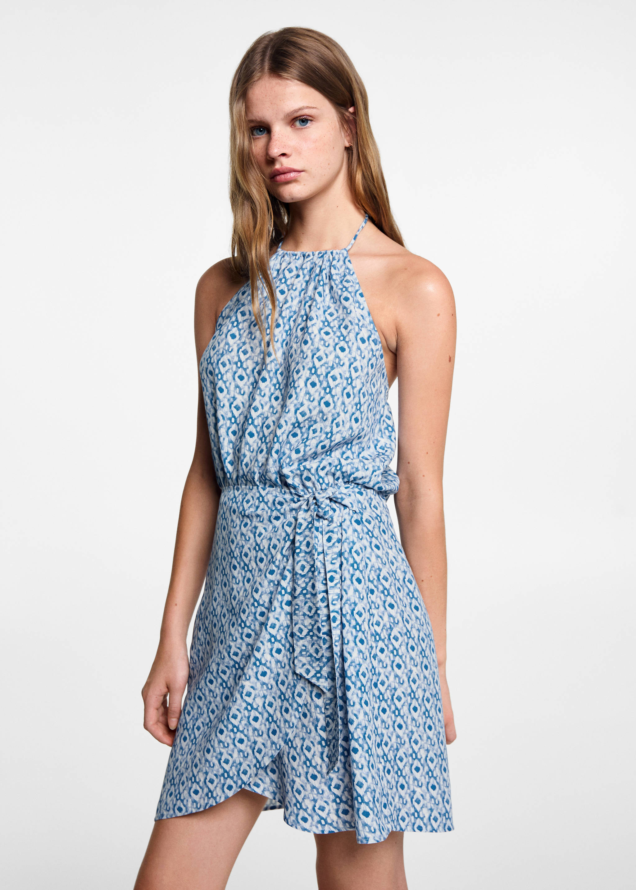 Vestido estampado corto - Plano medio