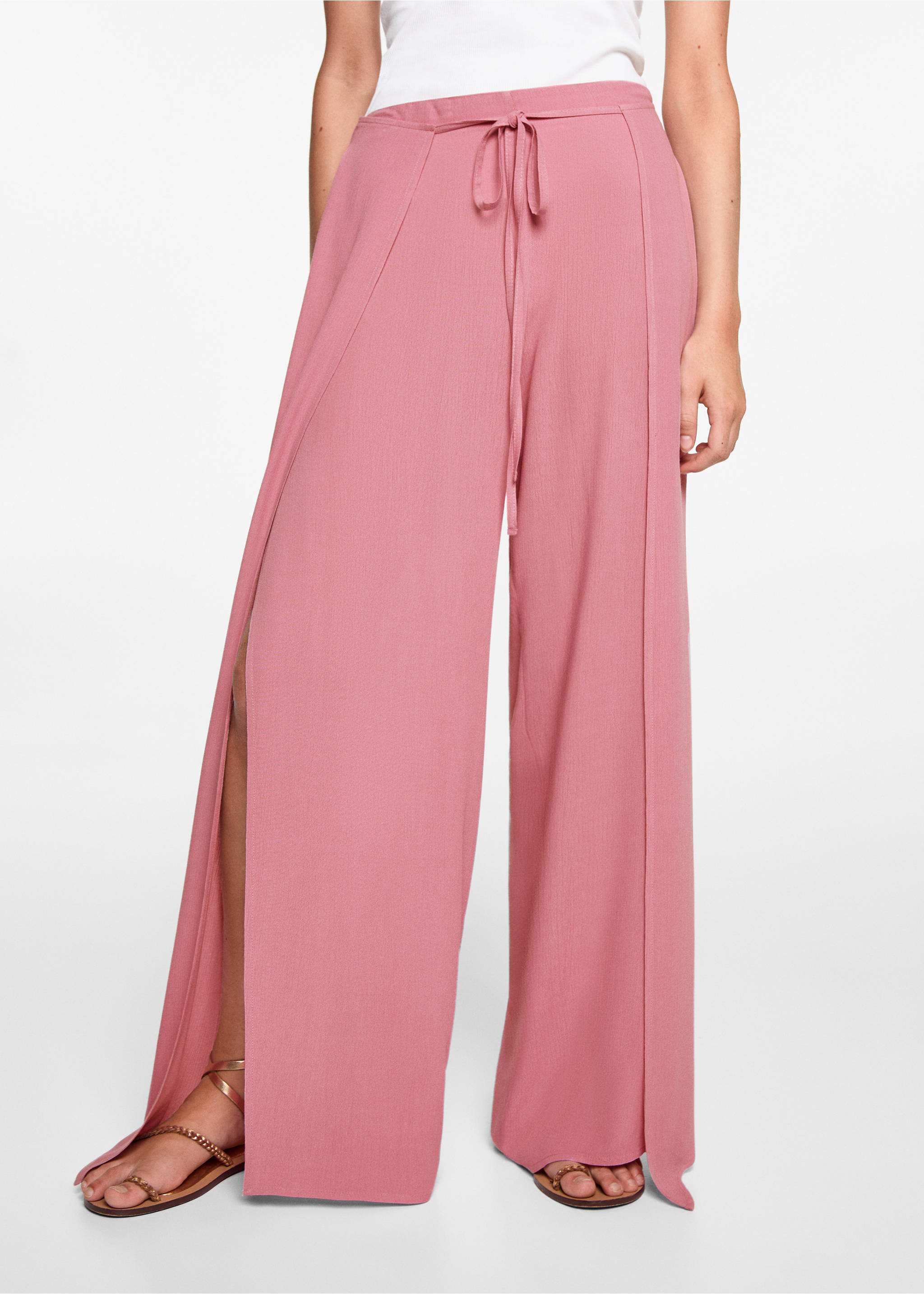 Palazzo pants with openings - Medium plane, Pink. Ref: 77090643-00.