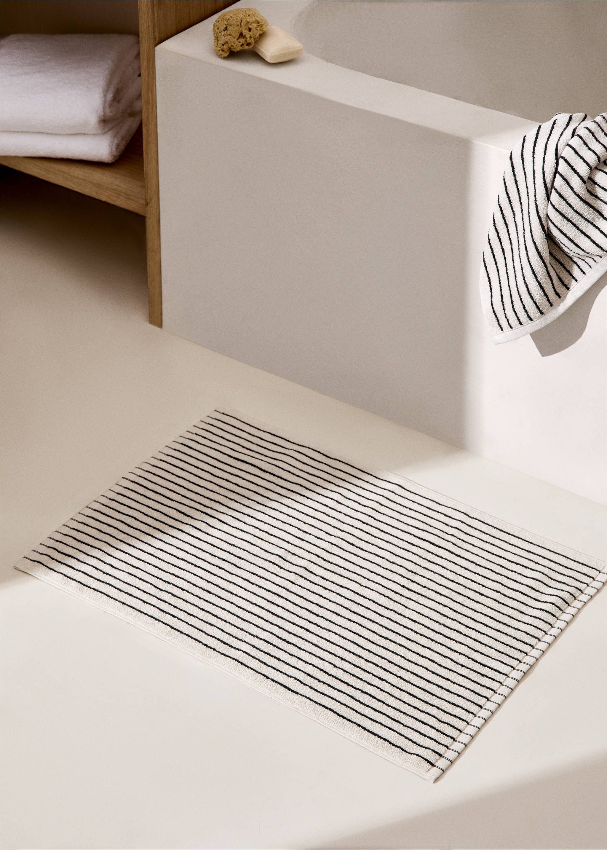 Striped cotton rug - General plane, Beige. Ref: 77090644-00.