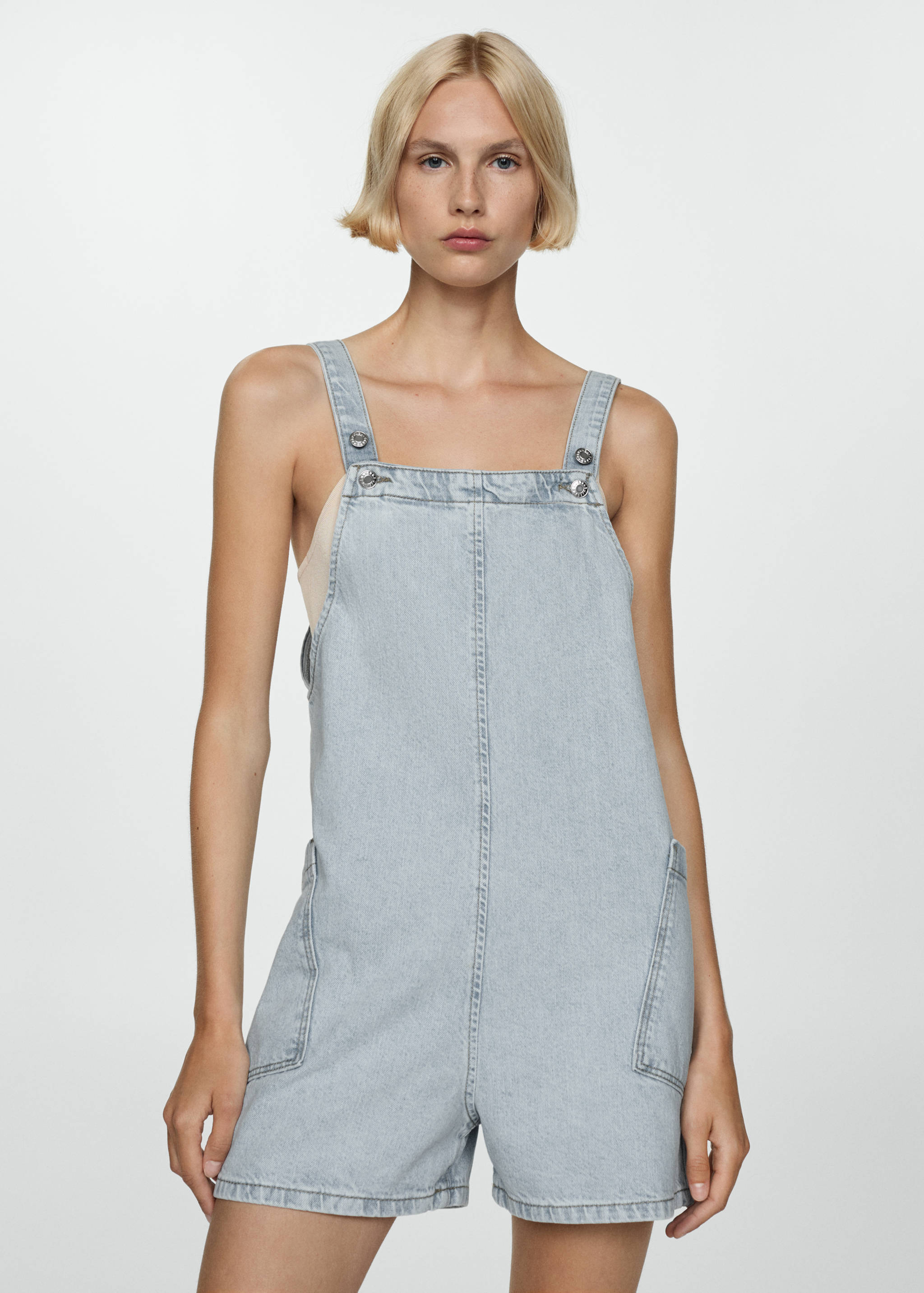 Krátký džínový overal - Náhled ve středové rovině