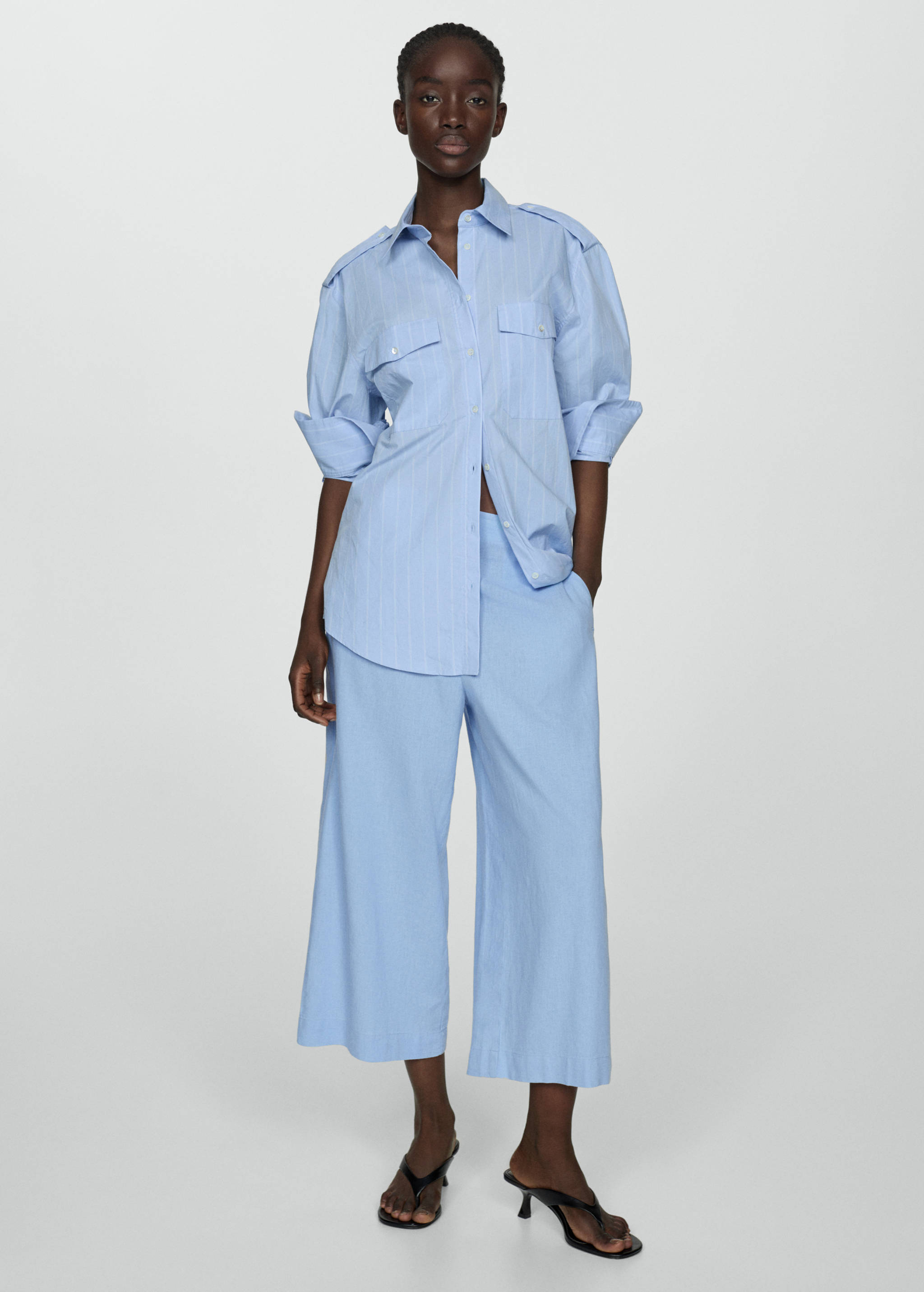 Wide leg linen trousers - General plane