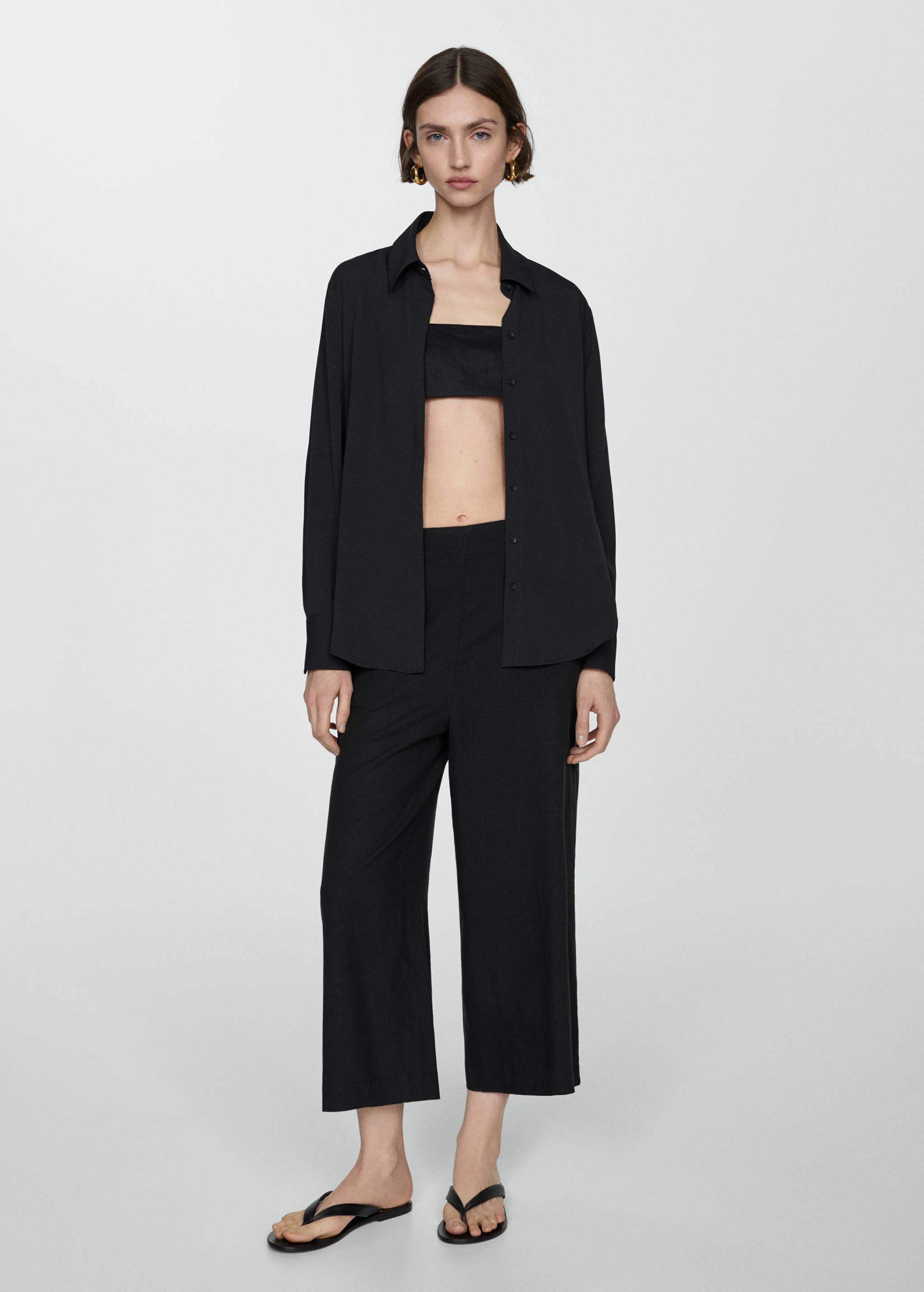 Wide leg linen trousers - General plane