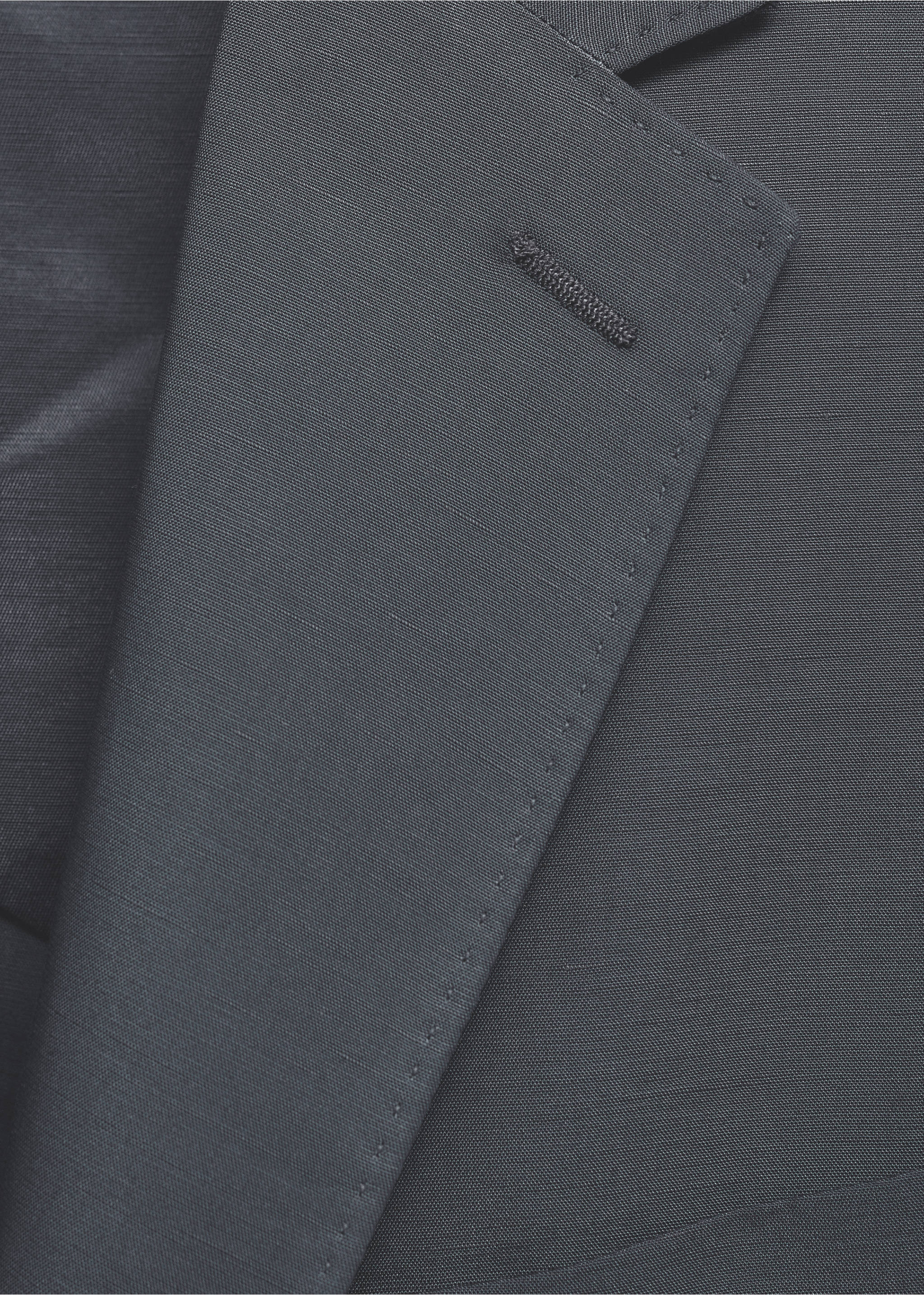 Slim-fit linen-blend suit jacket - Details of the article 8, Petrol Blue. Ref: 77092531-00.