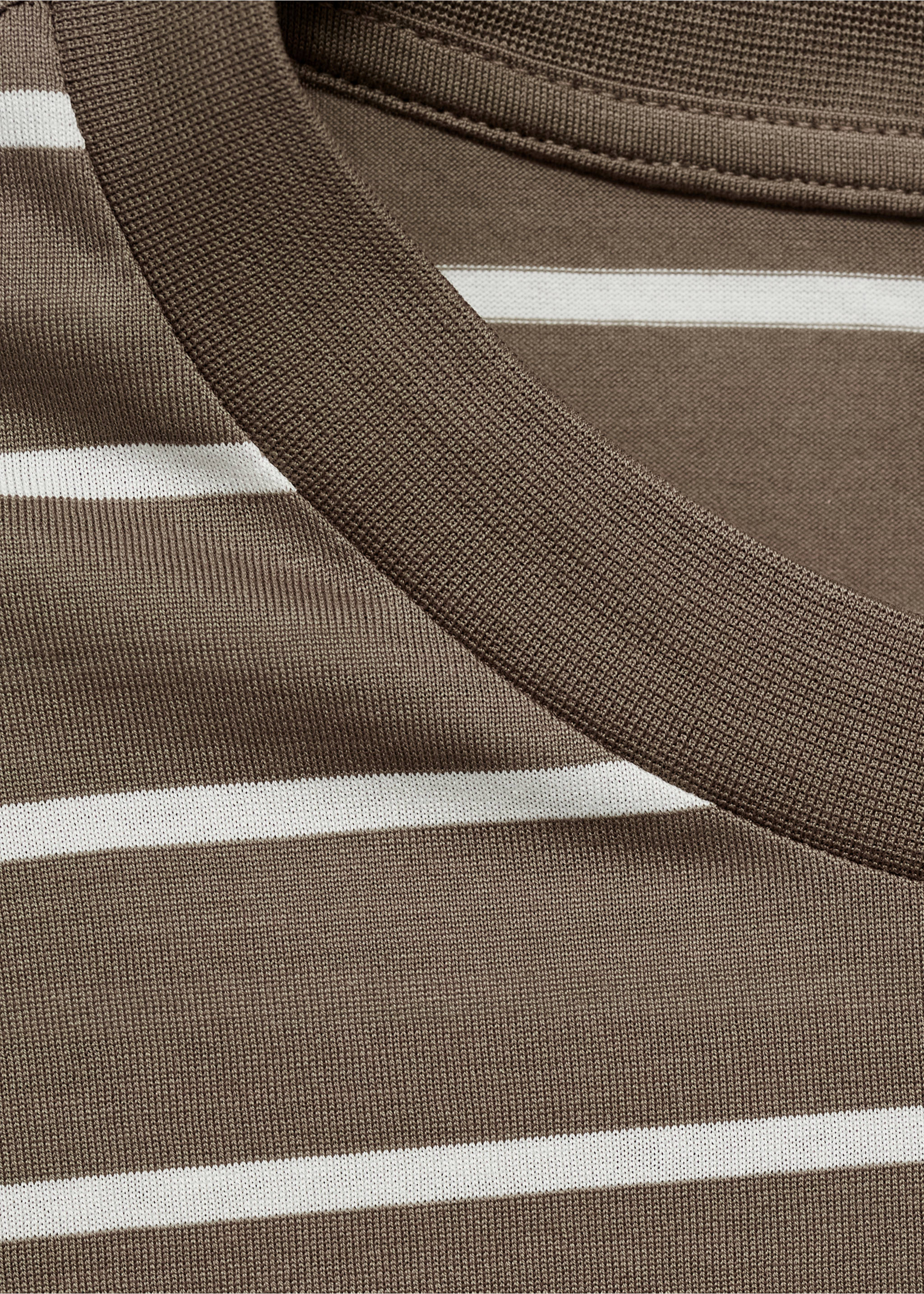 Striped cotton T-shirt - Details of the article 8, Khaki. Ref: 77092537-00.