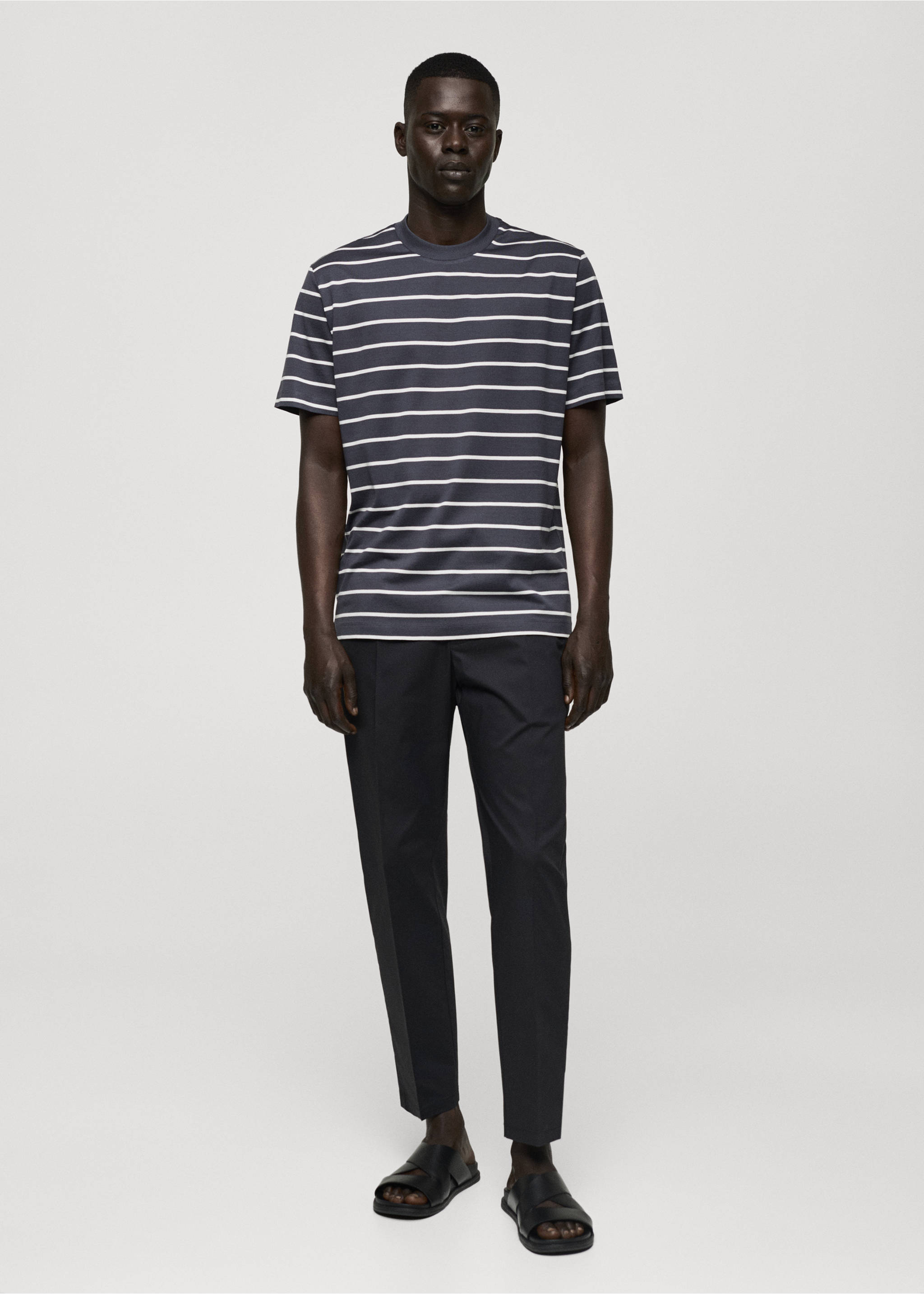 Striped cotton T-shirt - General plane, Dark Navy. Ref: 77092537-00.