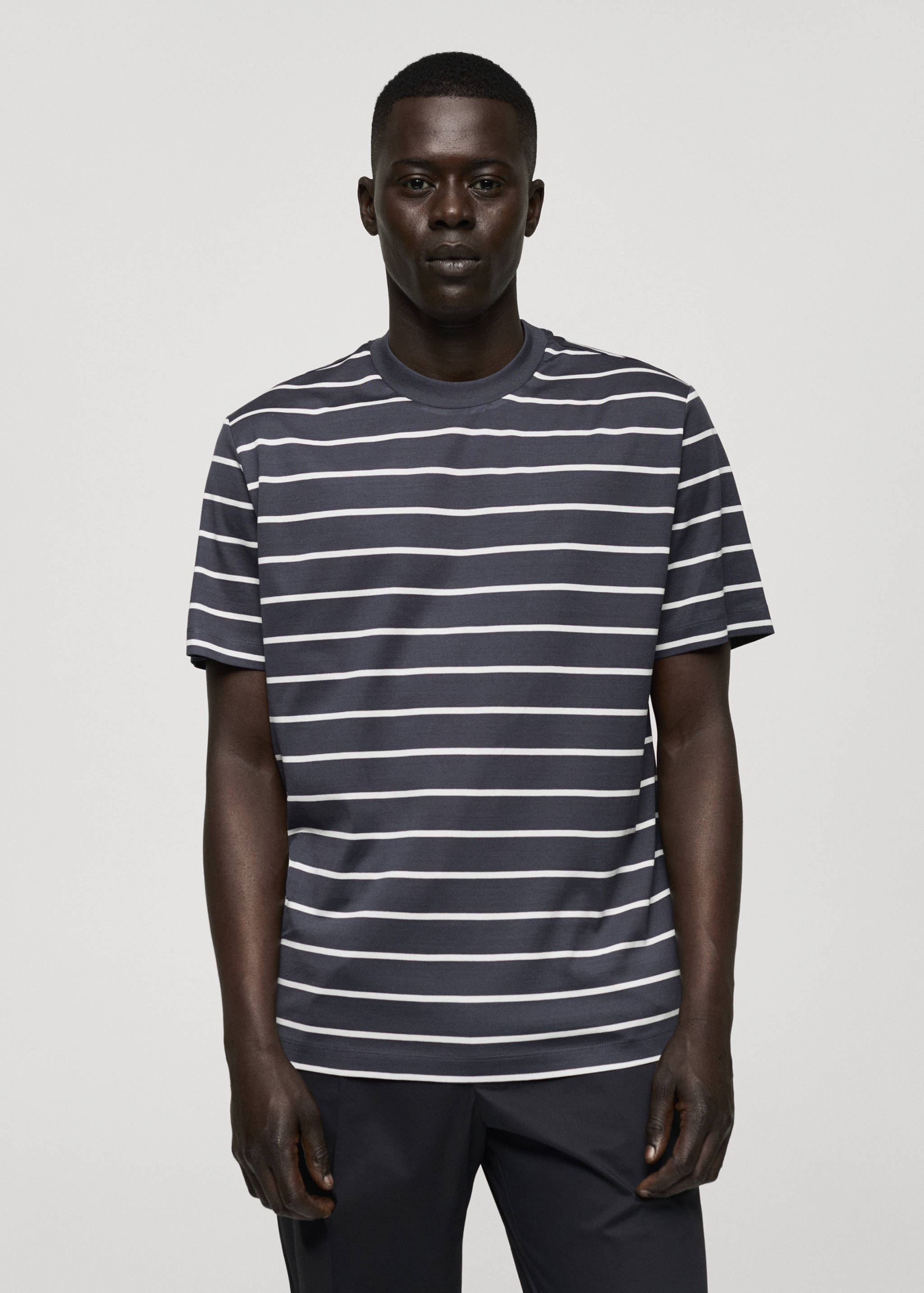 Striped cotton T-shirt - Medium plane