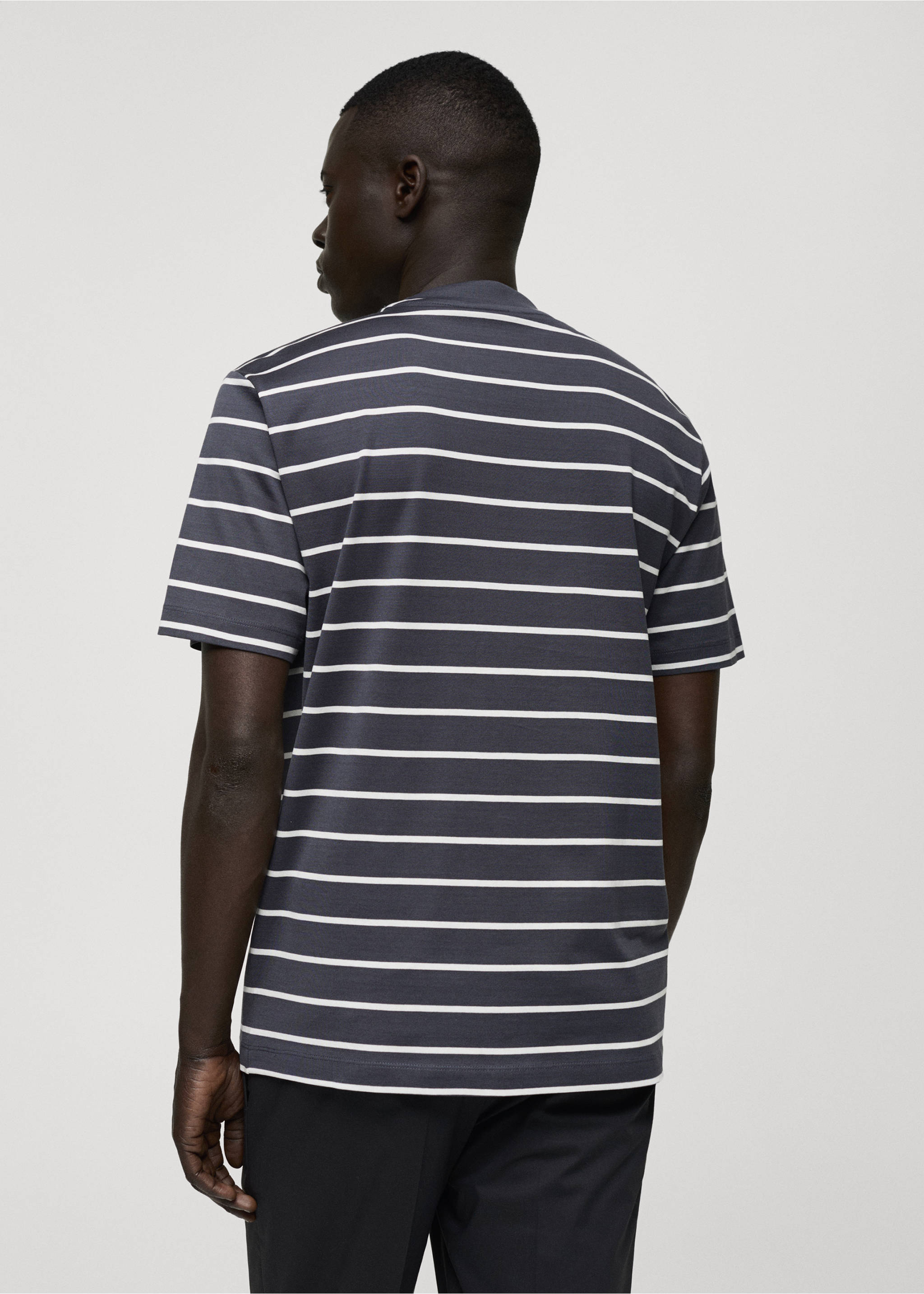 Striped cotton T-shirt - Reverse of the article, Dark Navy. Ref: 77092537-00.