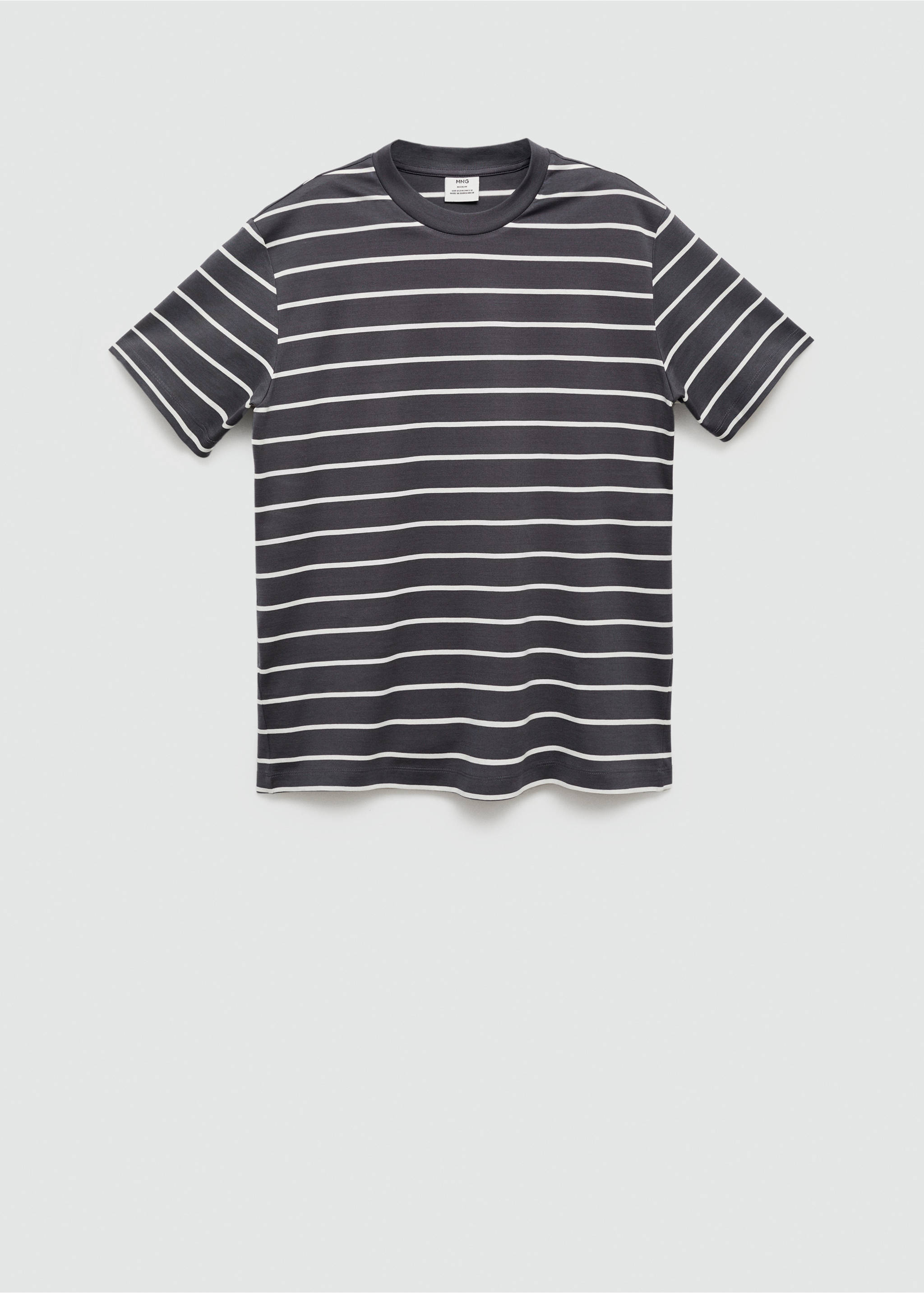 Striped cotton T-shirt - Article without model, Dark Navy. Ref: 77092537-00.