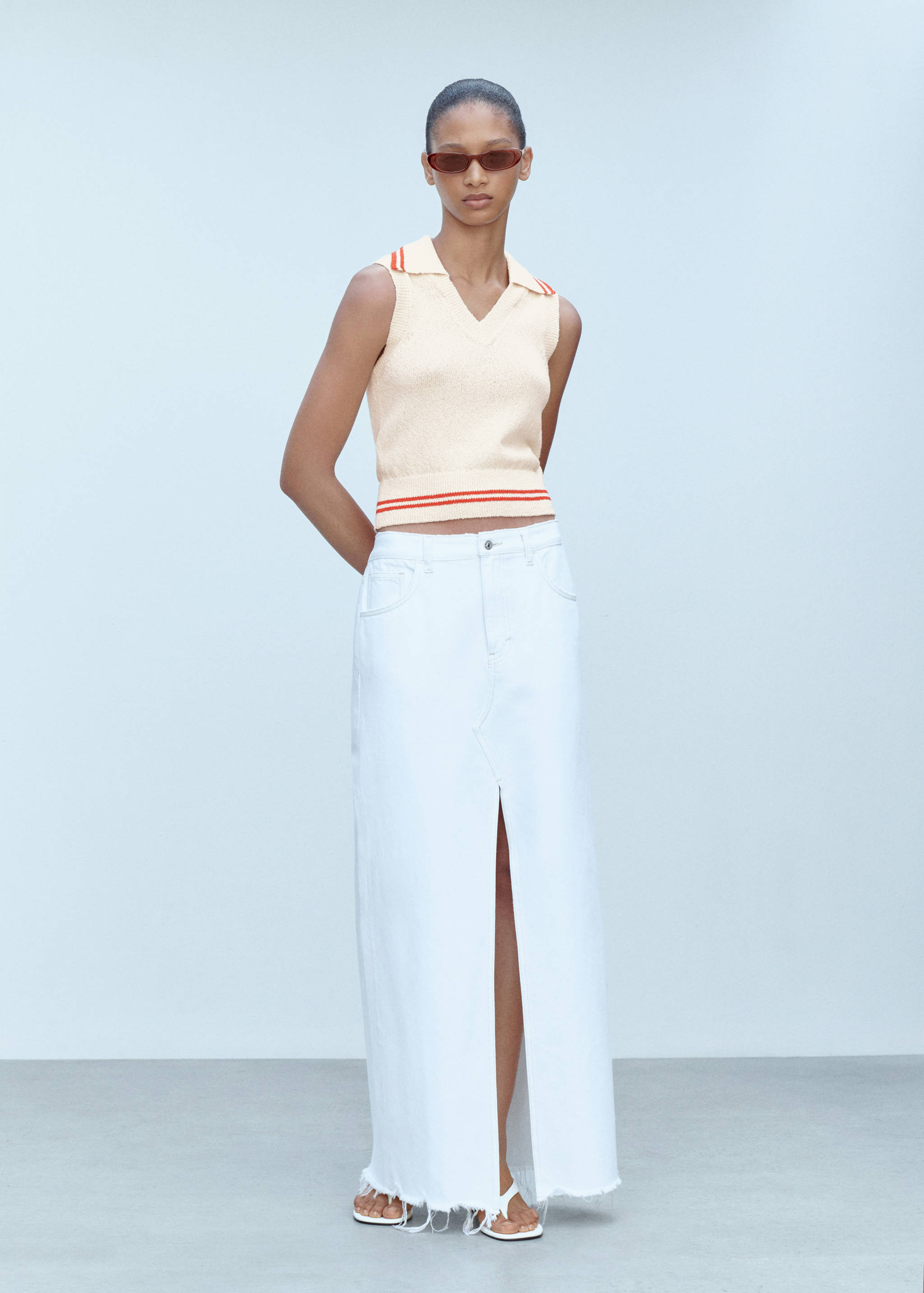 Gestreifter Strickpullunder - Allgemeine Ansicht