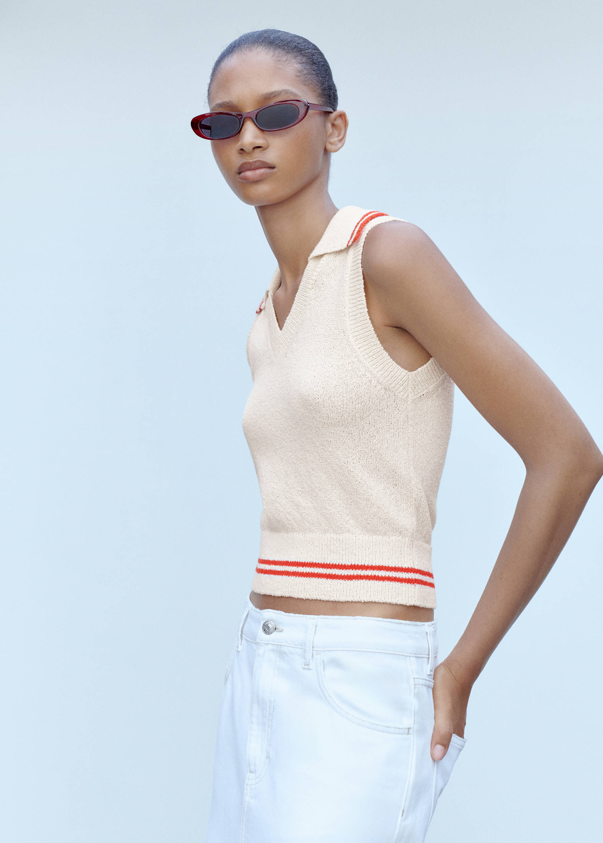 Gestreifter Strickpullunder - Mittlere Ansicht