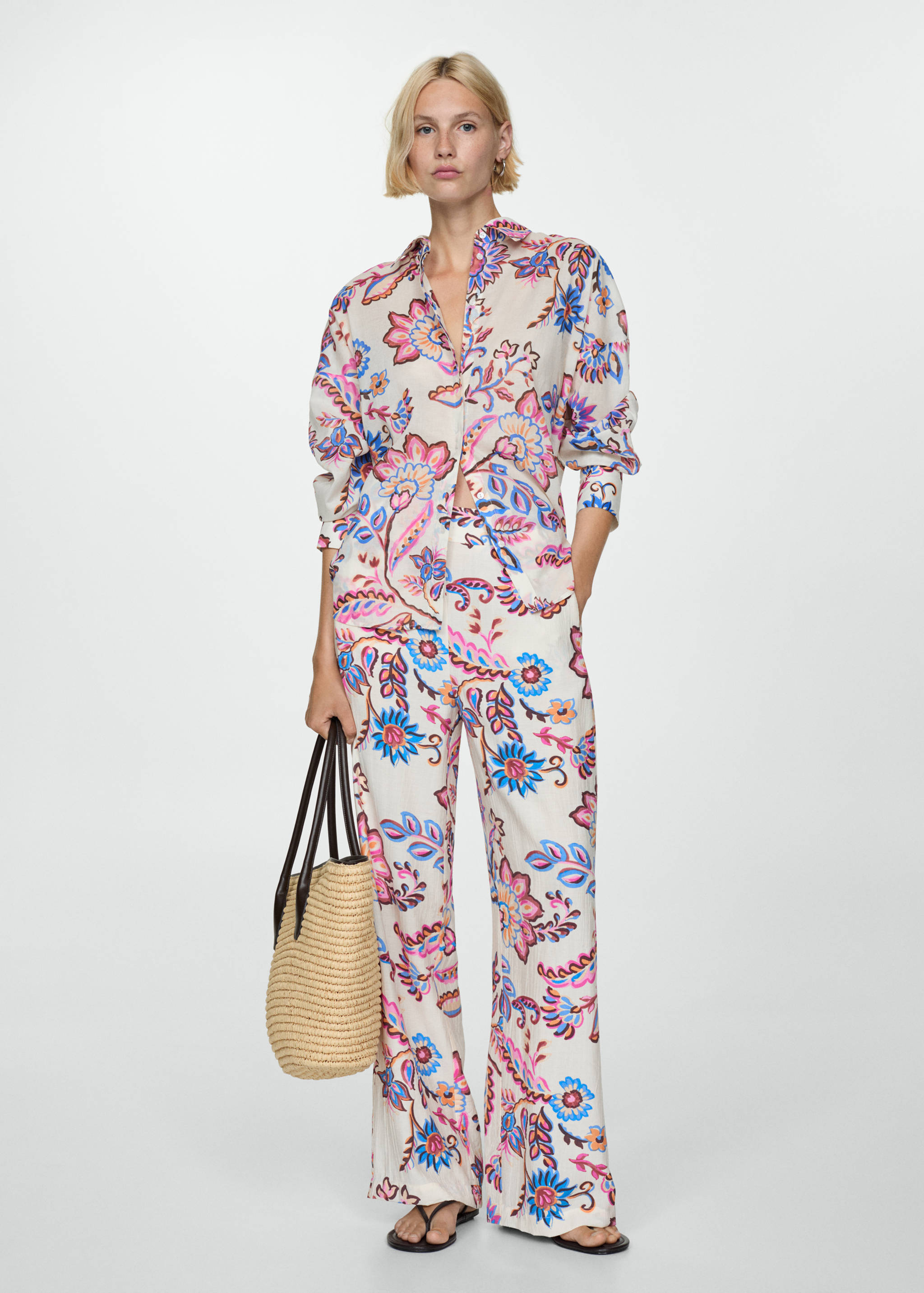 Egyenesszárú, virágmintás nadrág - Általános sík