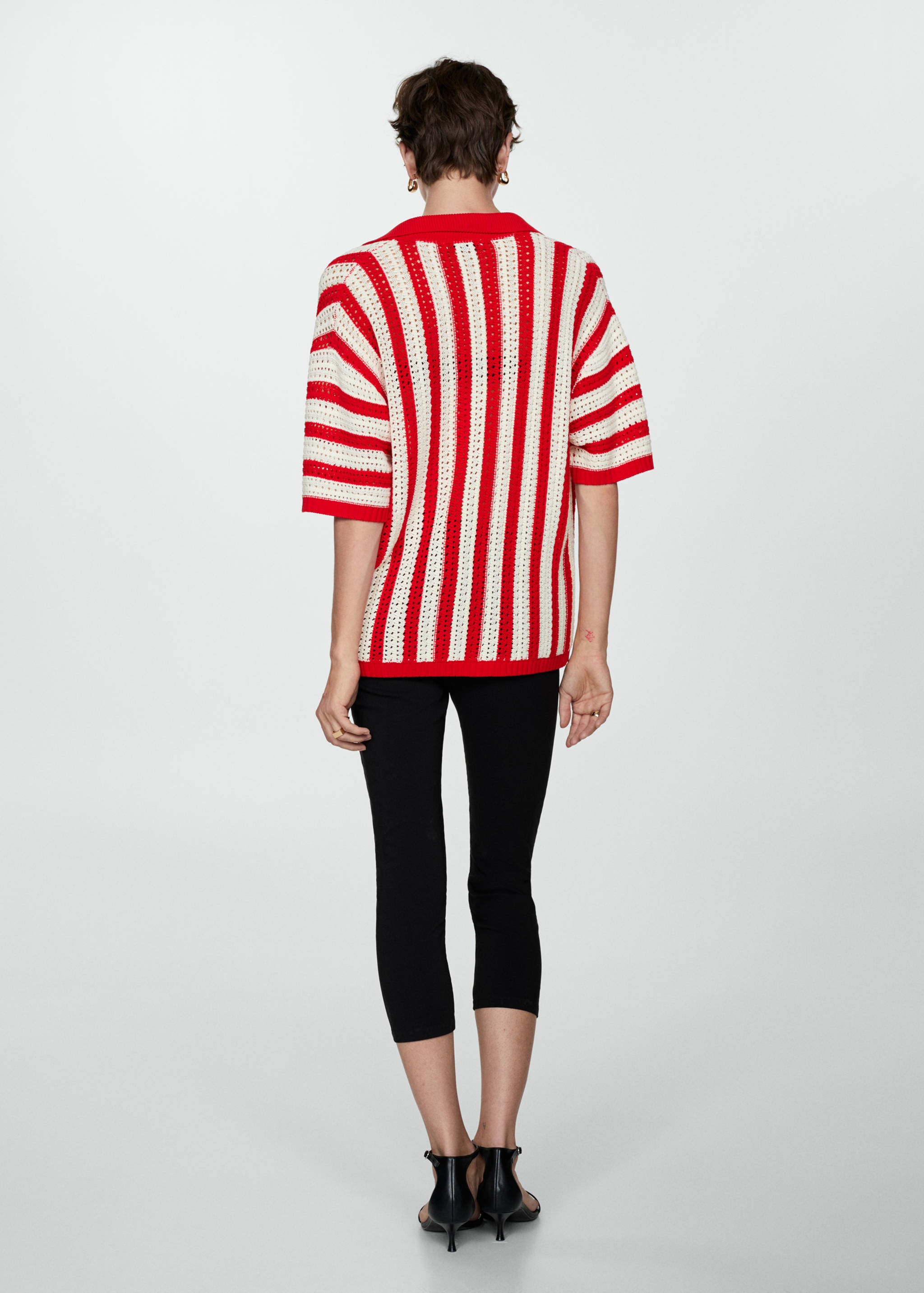 Striped cardigan with lace pattern - Reverse of the article