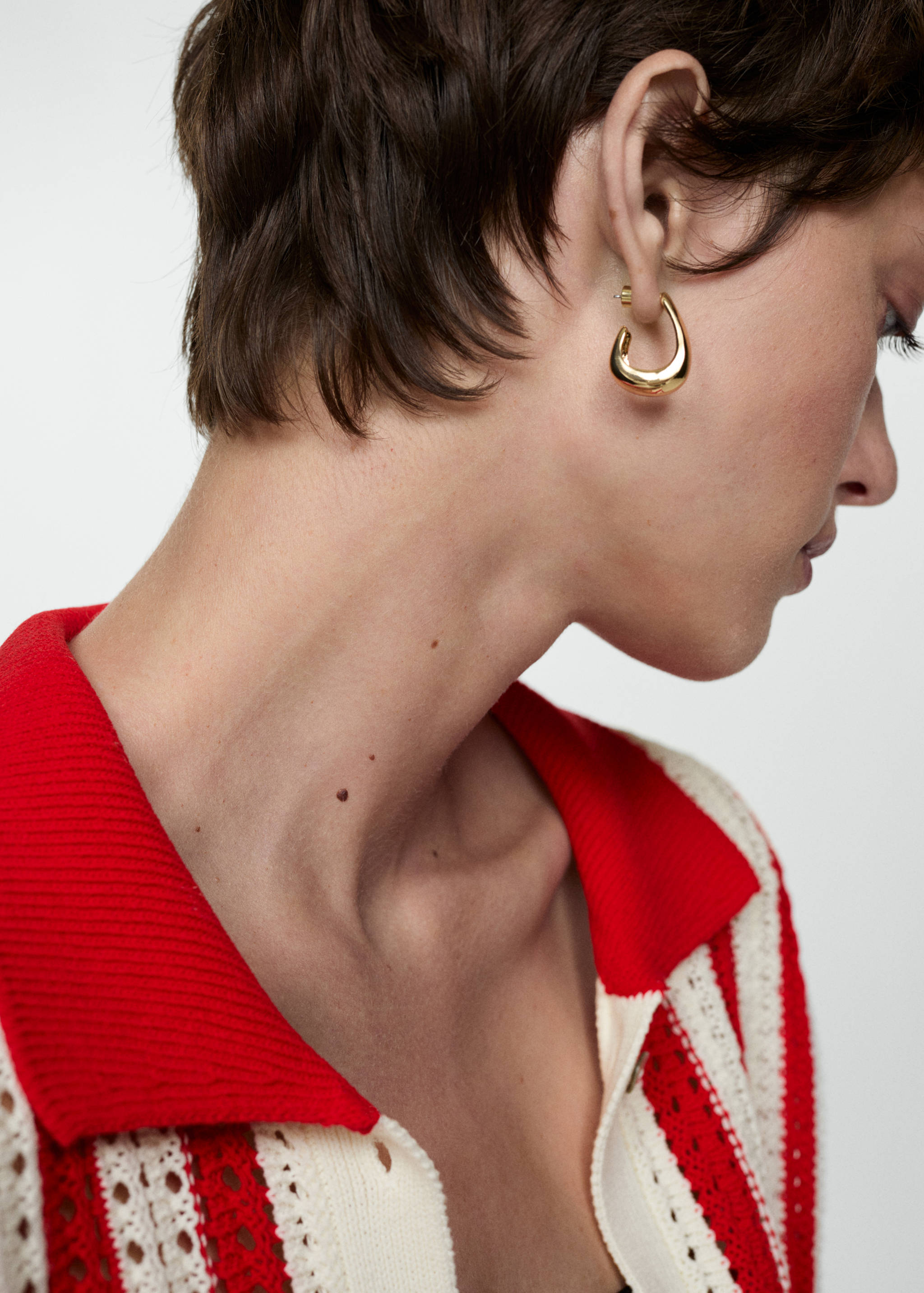 Striped cardigan with lace pattern - Details of the article 1