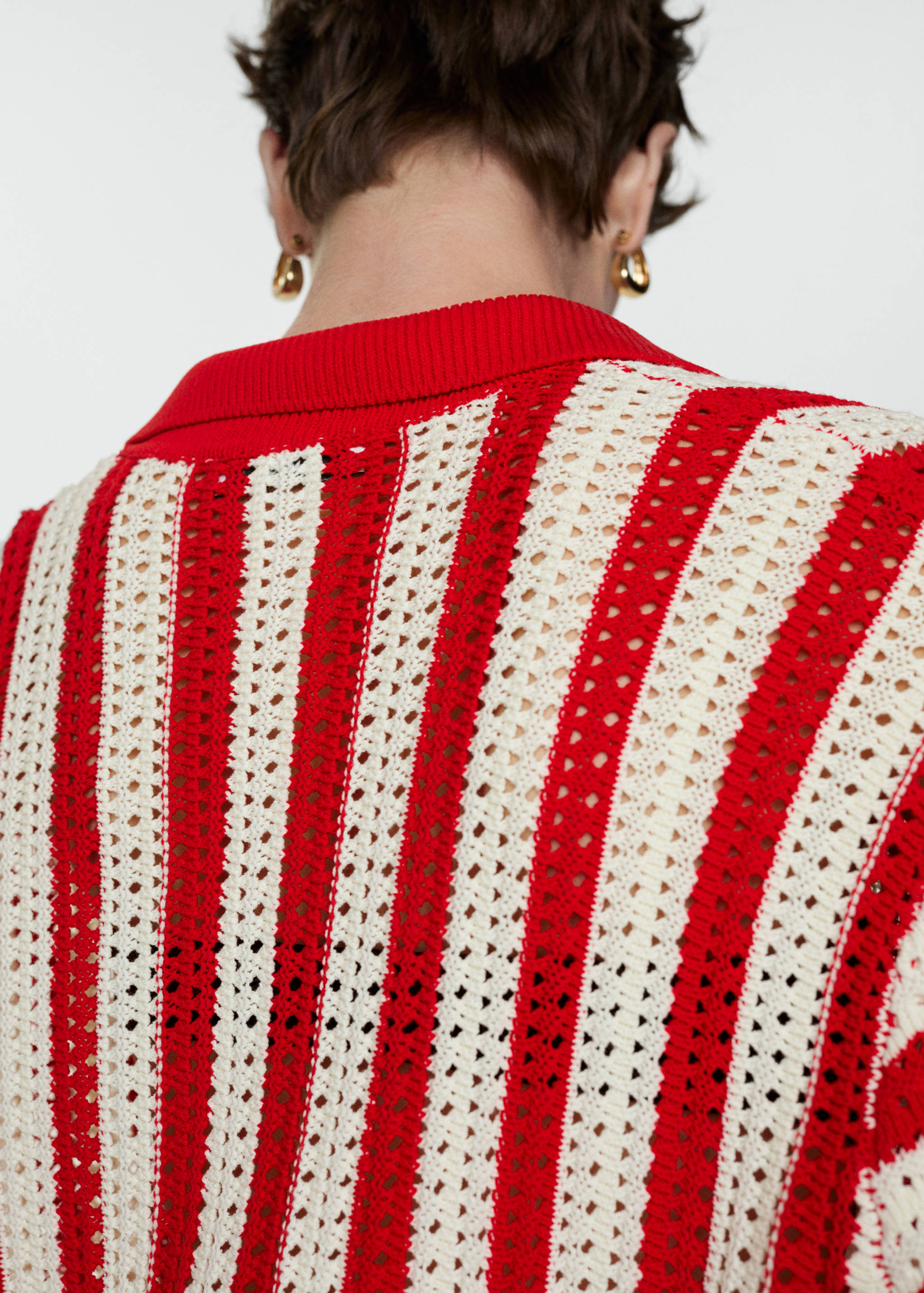 Striped cardigan with lace pattern - Details of the article 6