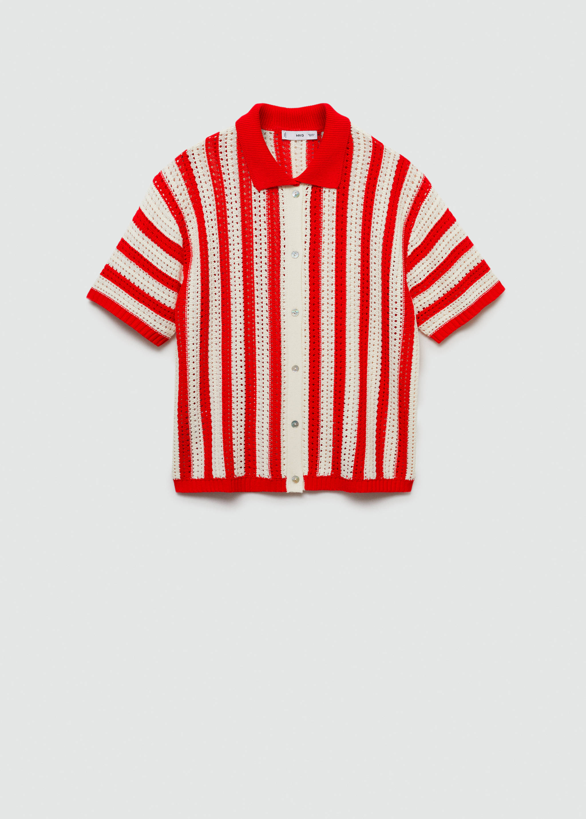 Striped cardigan with lace pattern - Article without model