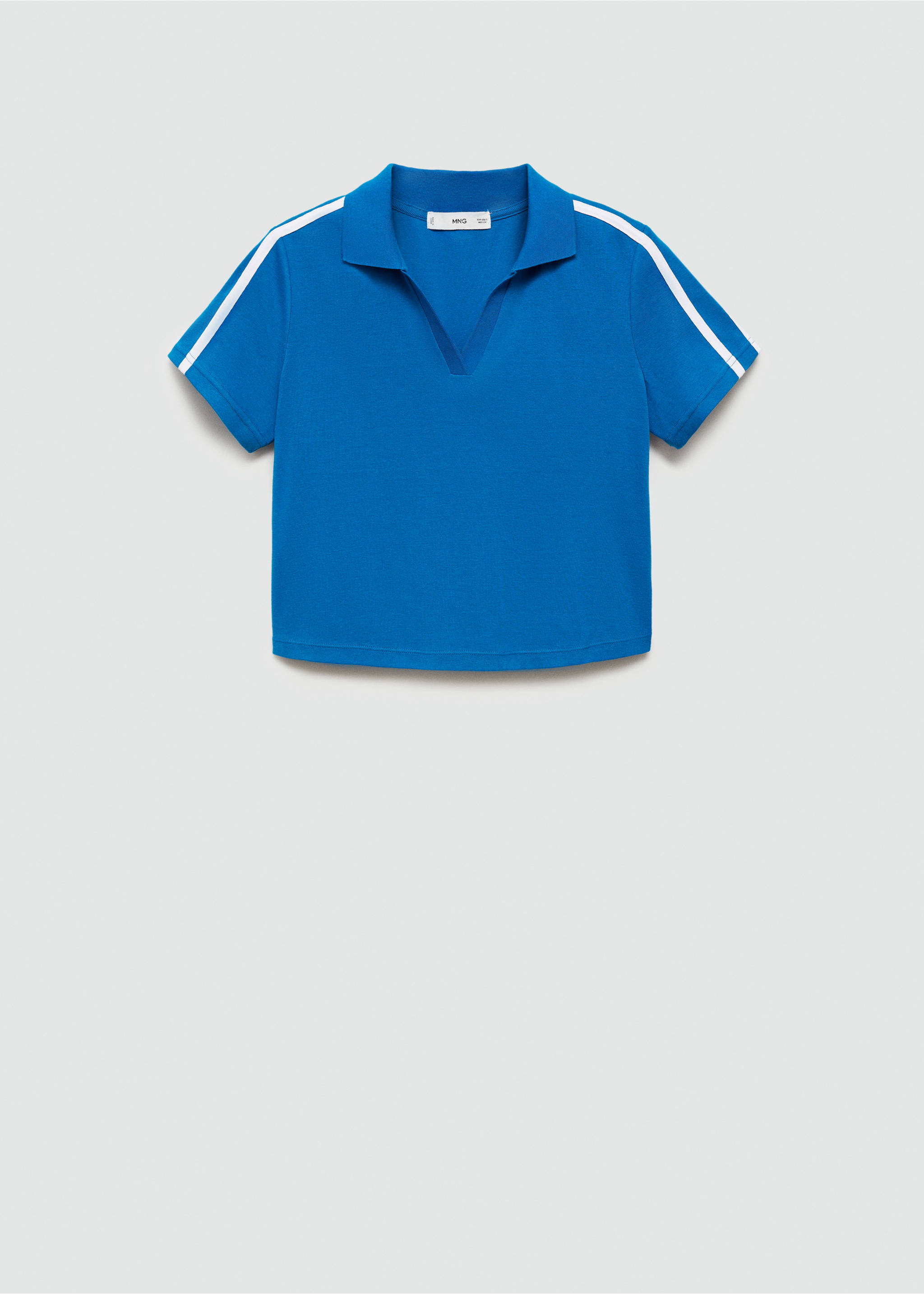 Contrasting stripes cotton polo shirt - Article without model, Blue. Ref: 77092926-00.