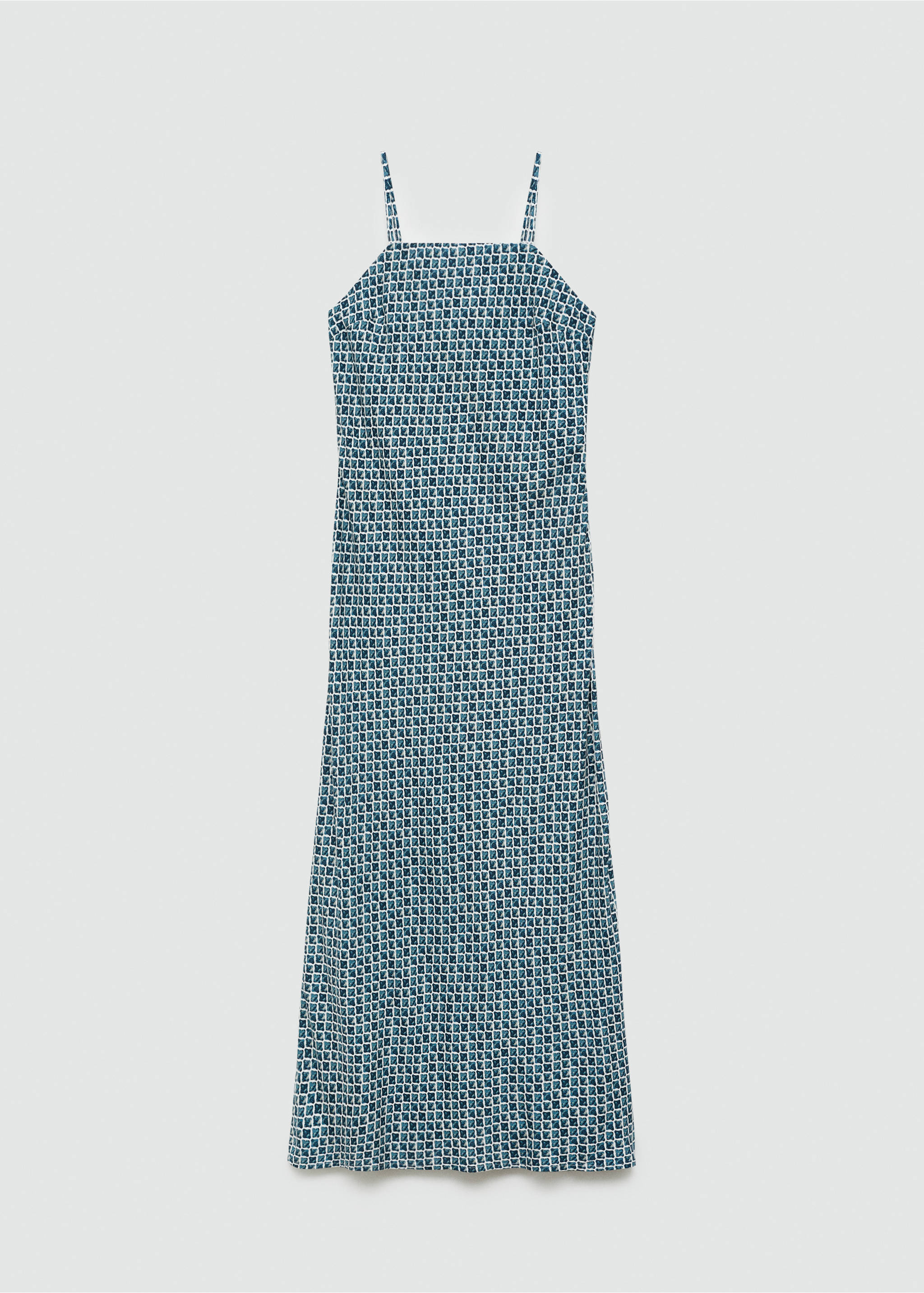 Long printed dress - Article without model, Petrol Blue. Ref: 77092933-00.