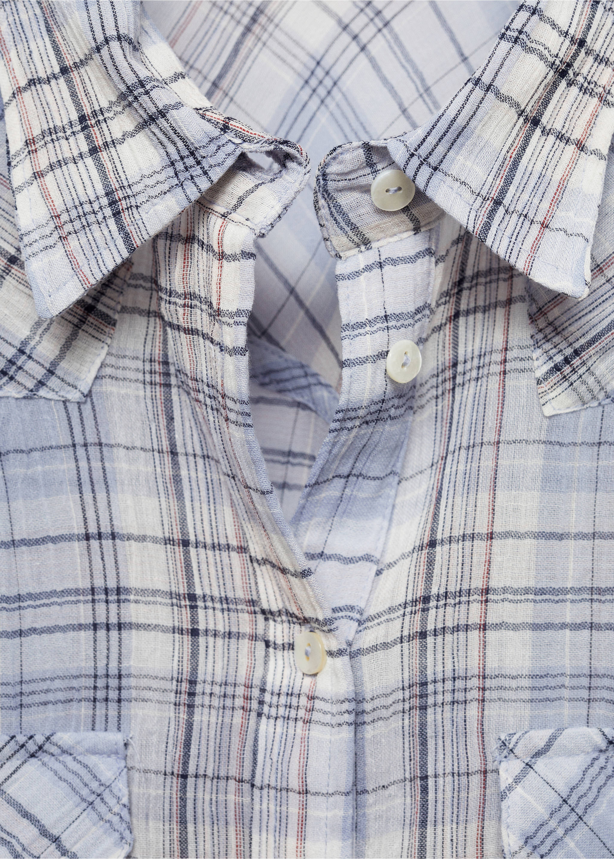 Check cotton shirt - Details of the article 8, Blue. Ref: 77093262-00.