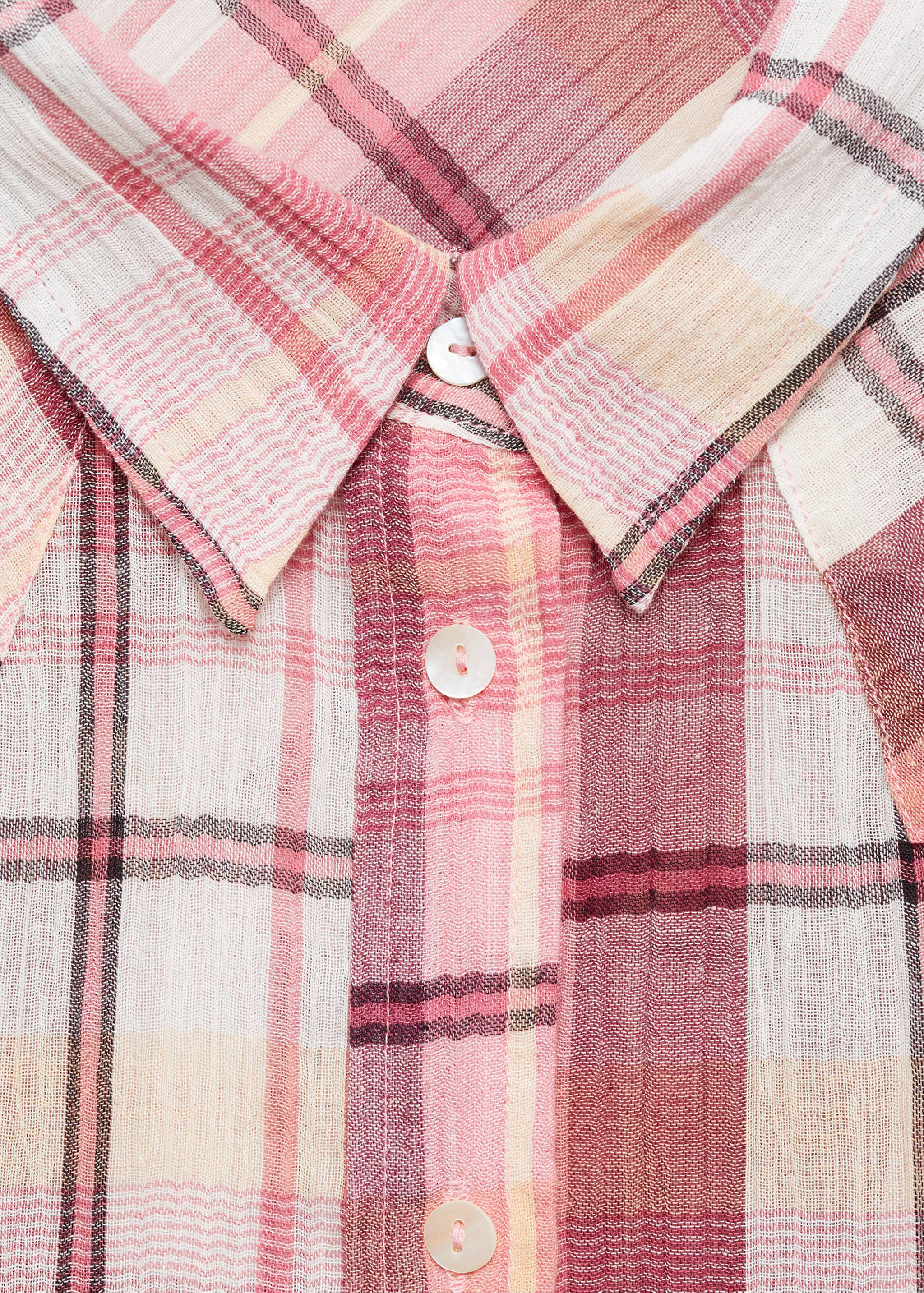 Check cotton shirt - Details of the article 8, Pink. Ref: 77093262-00.