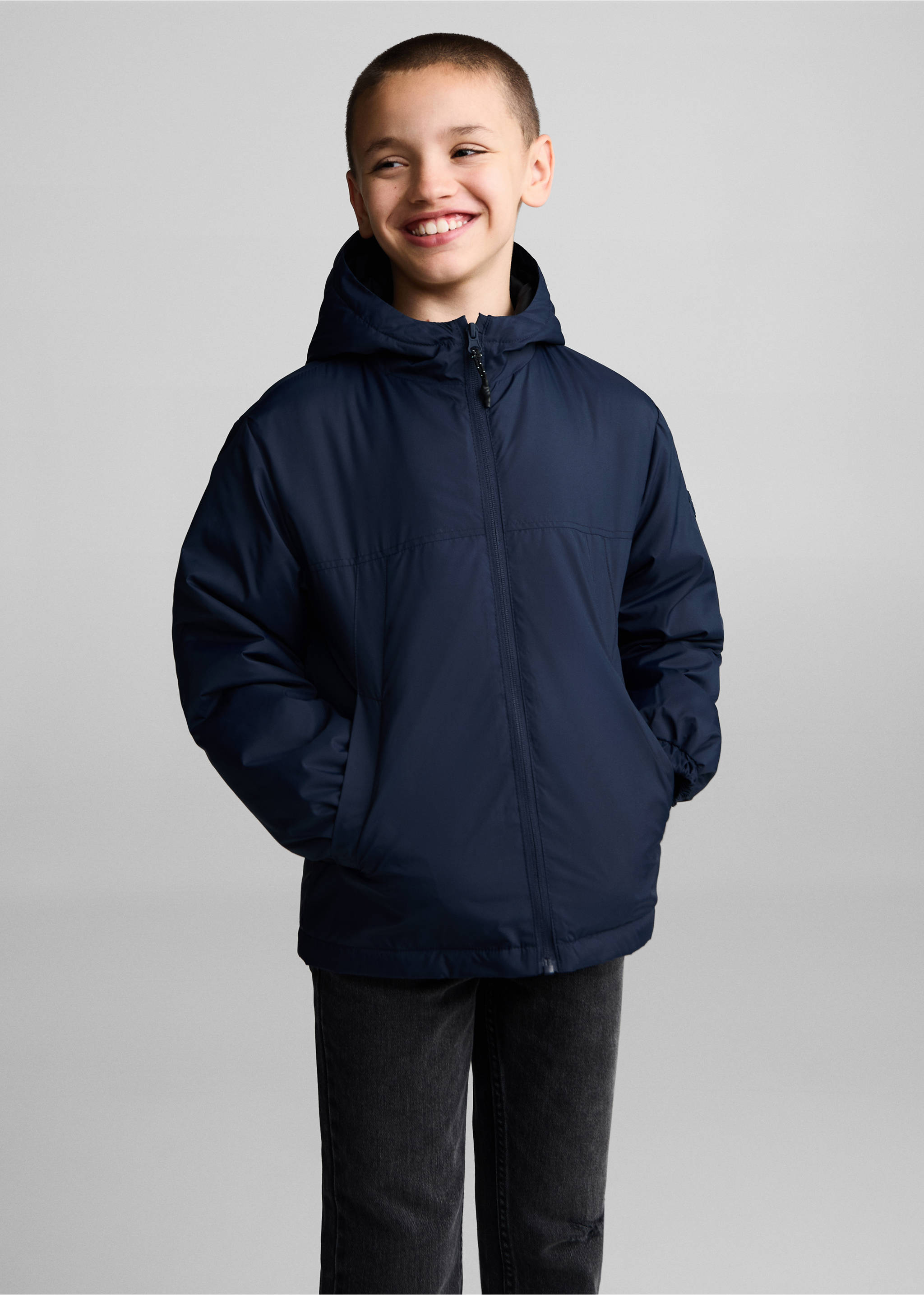 Hooded coat - Medium plane, Dark Navy. Ref: 77093265-00.