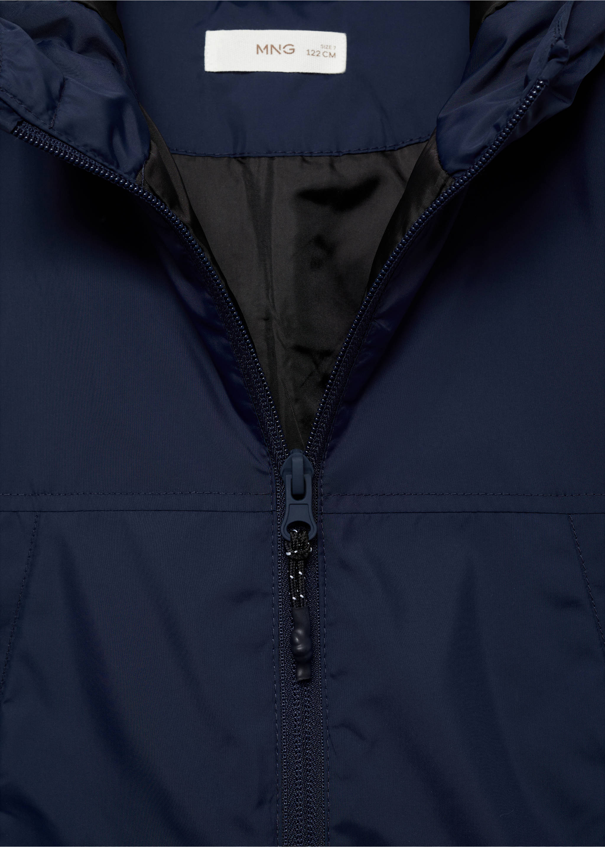Hooded coat - Details of the article 8, Dark Navy. Ref: 77093265-00.