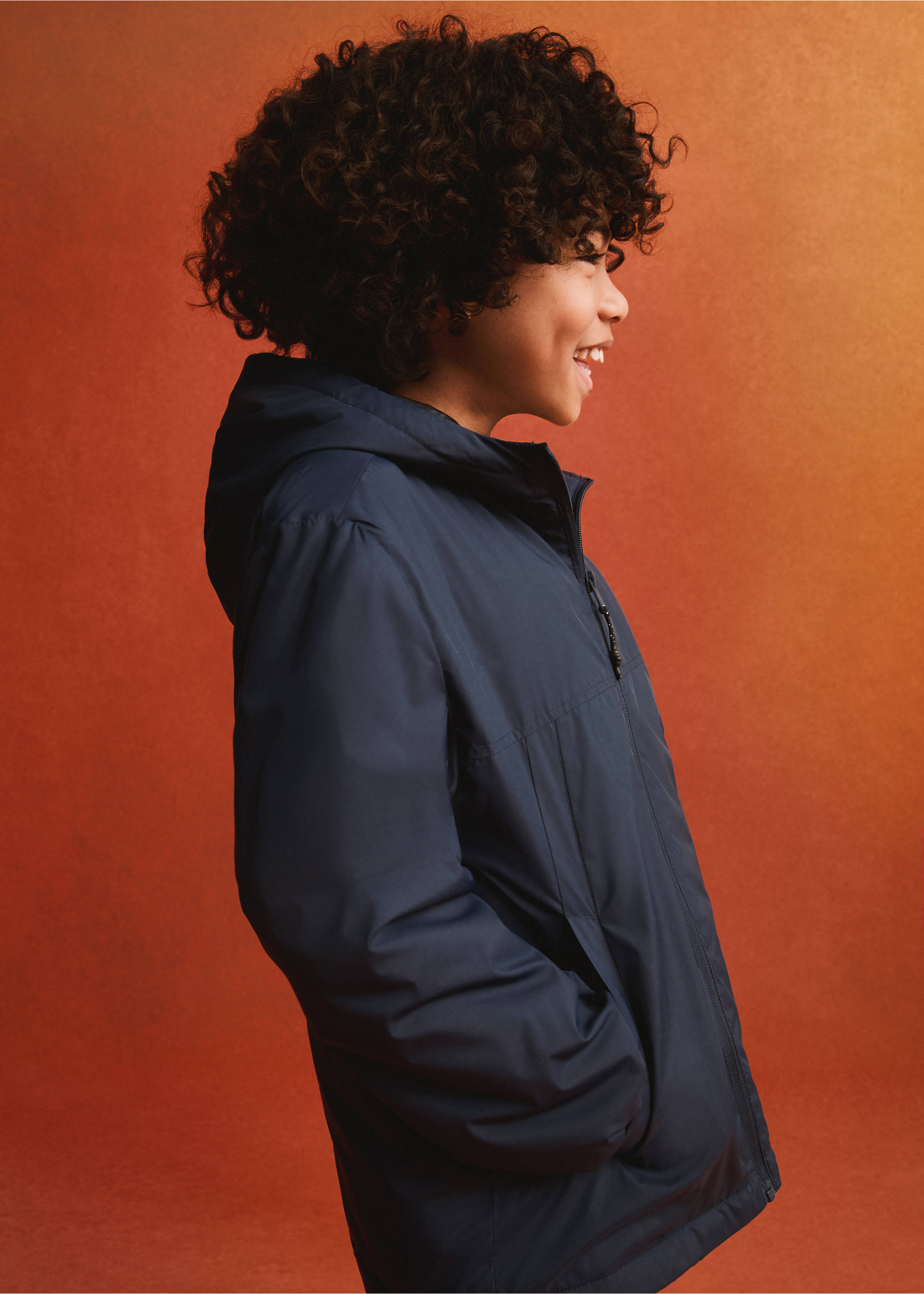 Hooded coat - Details of the article 5, Dark Navy. Ref: 77093265-00.