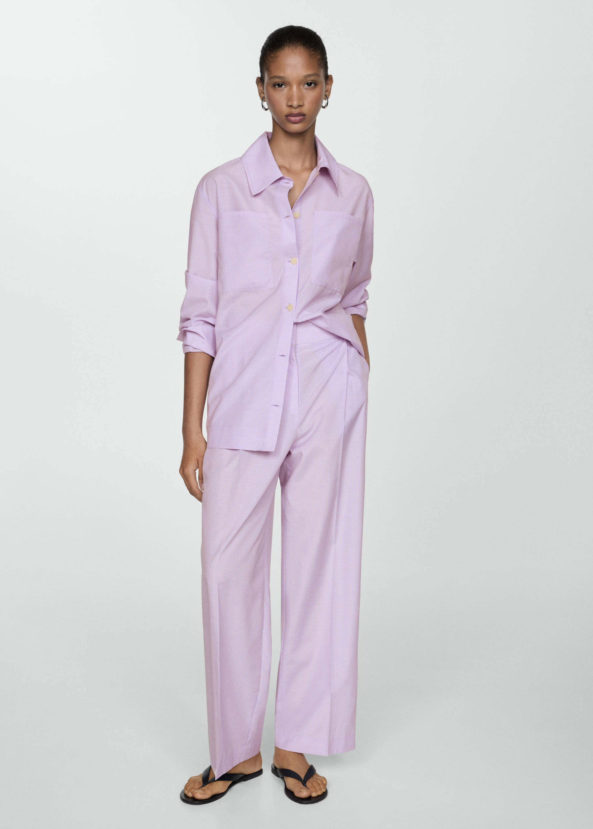 Striped wide leg pants - General plane