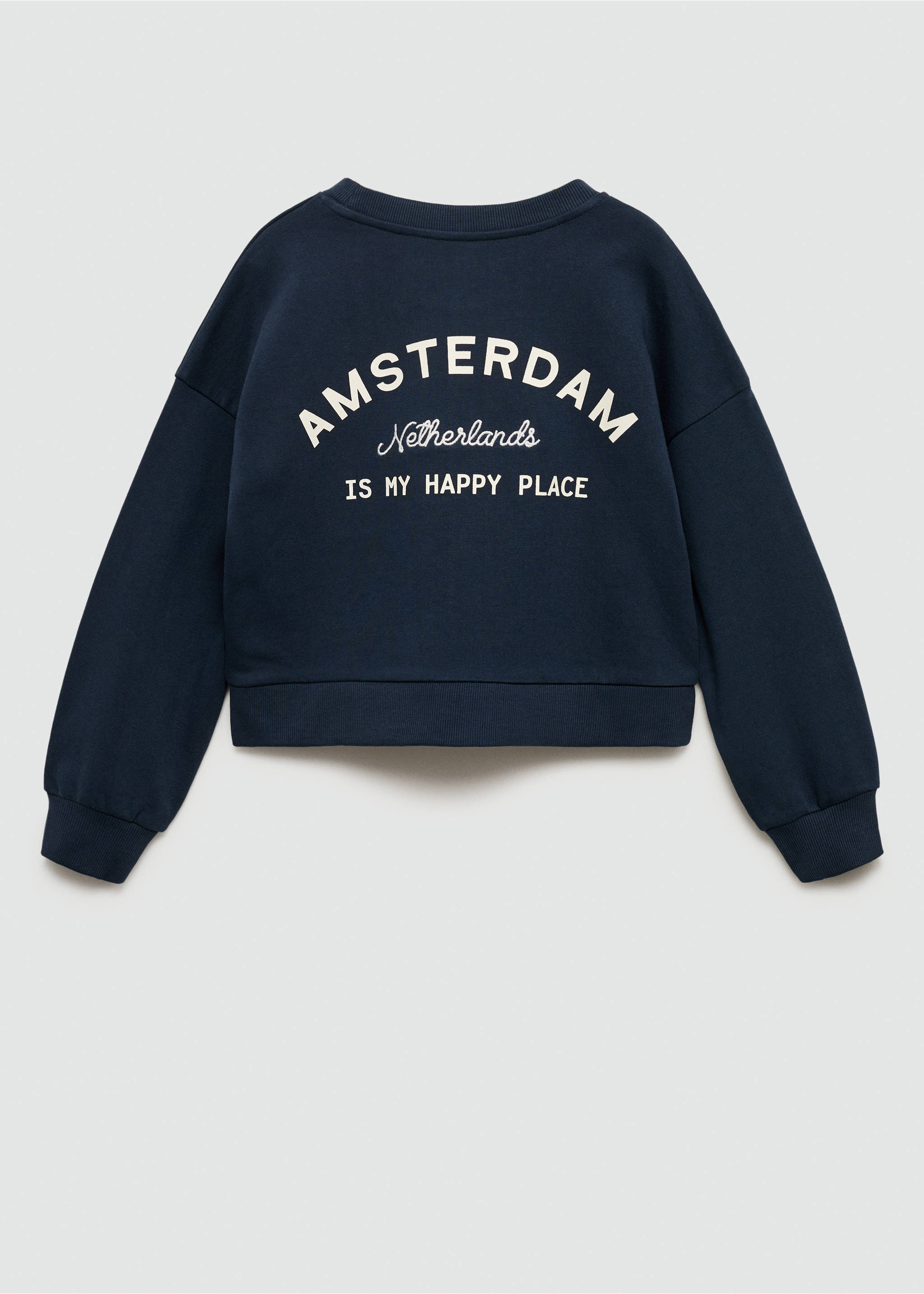 Embroidered printed hoodie - Reverse of the article, Dark Navy. Ref: 77093272-00.