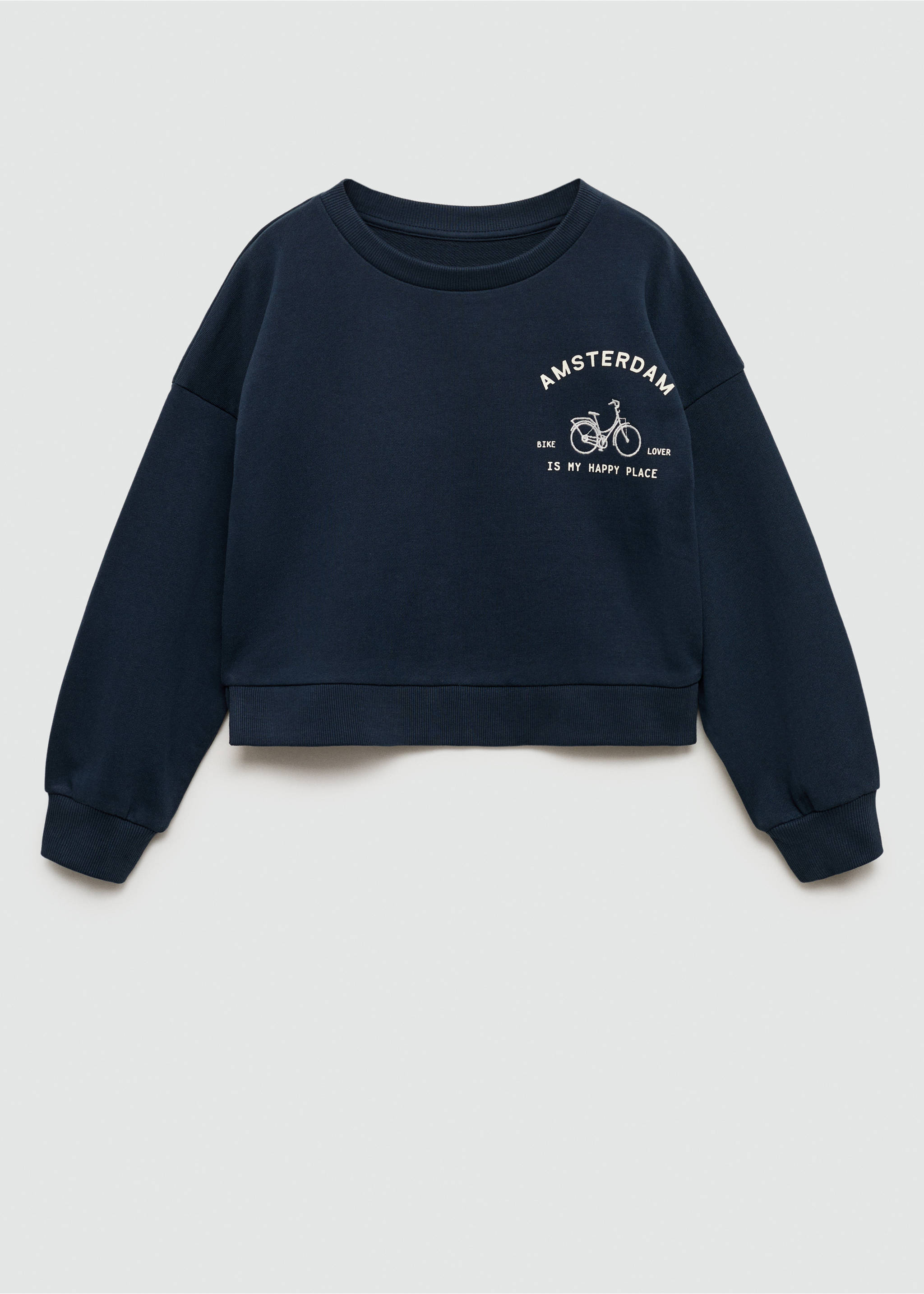 Embroidered printed hoodie - Article without model, Dark Navy. Ref: 77093272-00.
