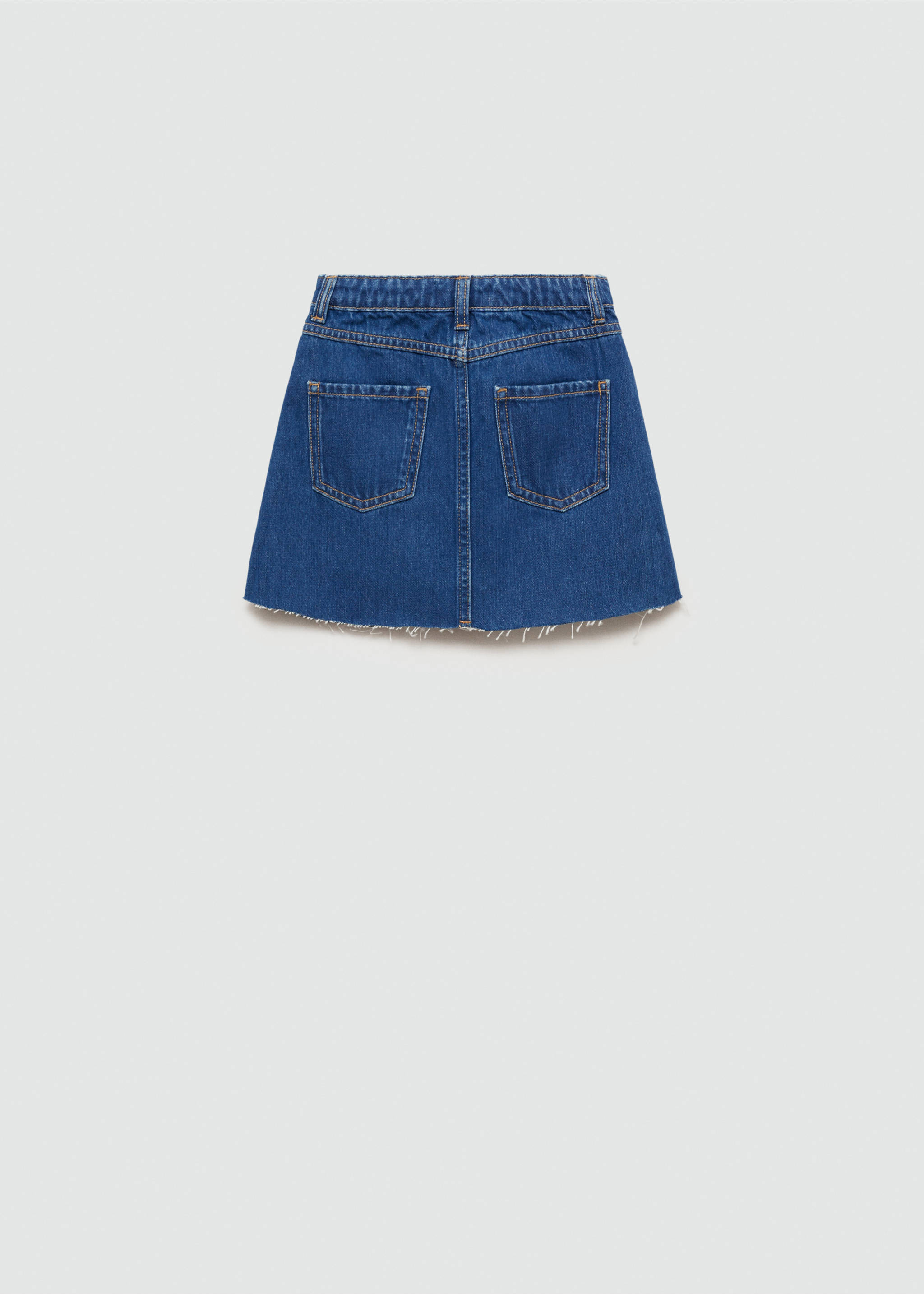 Pleated denim skirt - Reverse of the article, Dark Blue. Ref: 77093273-00.