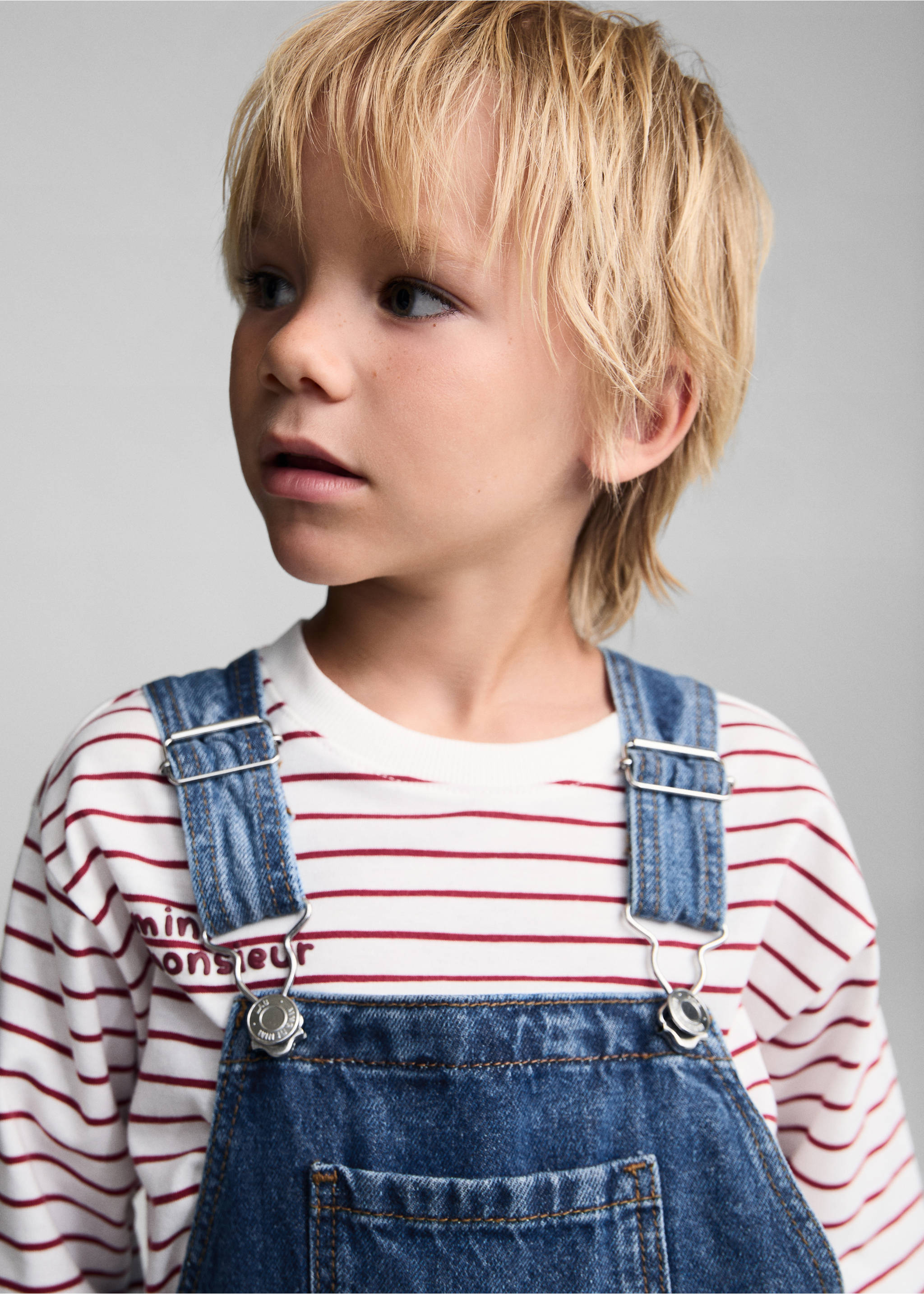 Long denim dungarees - Details of the article 1, Medium Blue. Ref: 77093276-00.