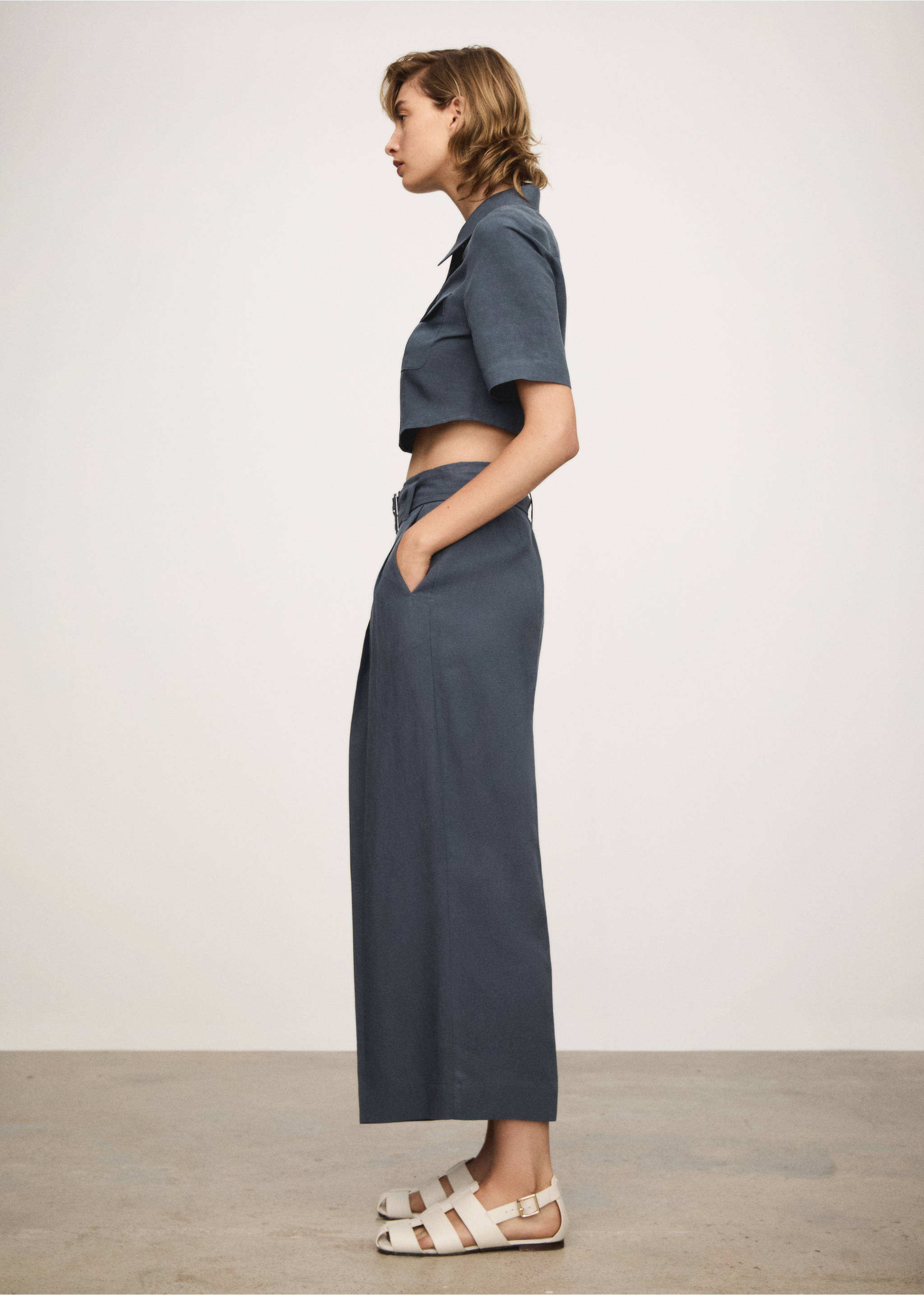 Rövid lyocell ing - Általános sík, Kék. Ref: 77093278-00.