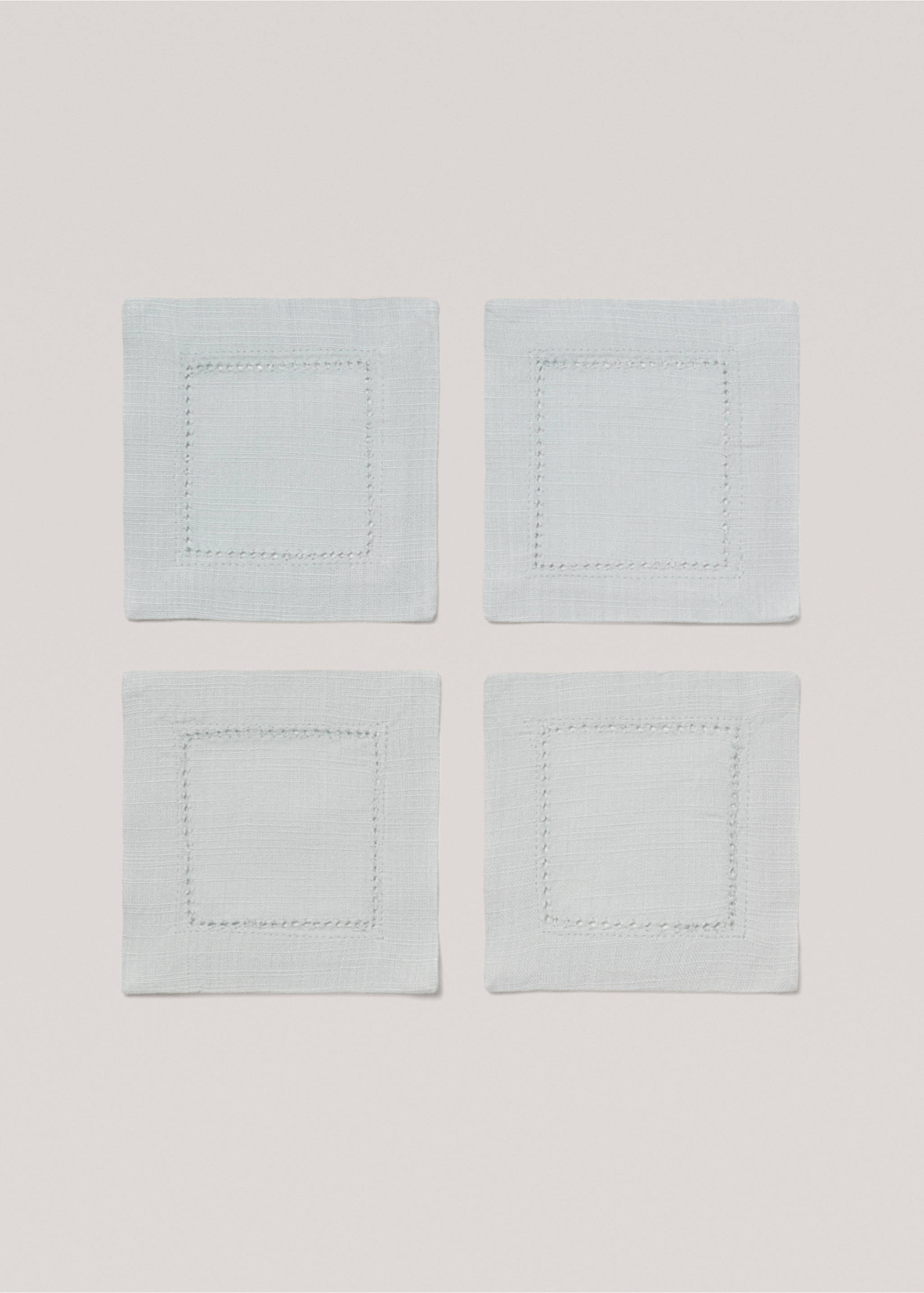 Cotton coaster with hemstitch detail - Article without model, Aqua Green. Ref: 77093279-00.