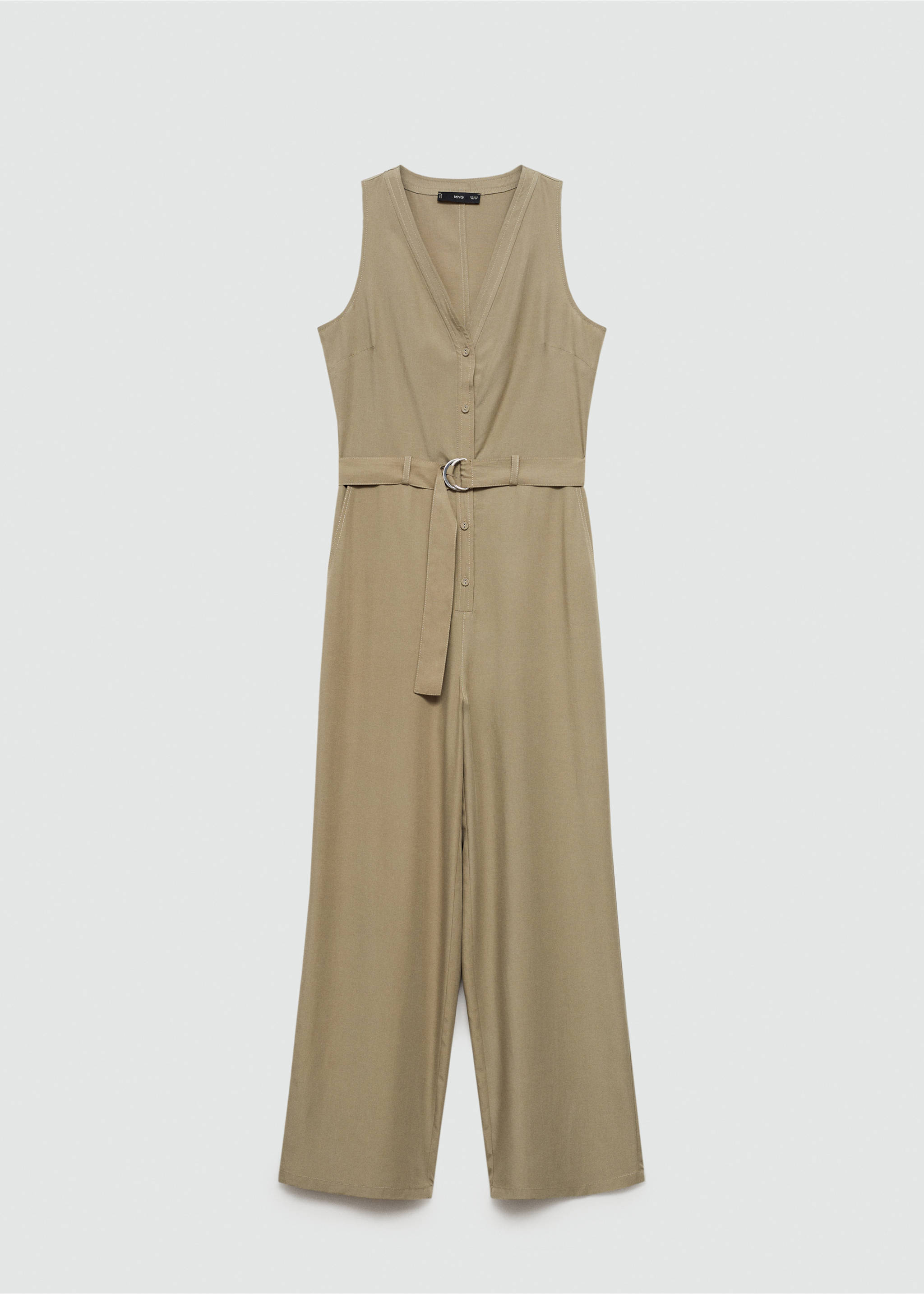 Lyocell jumpsuit with belt - Article without model, Khaki. Ref: 77093280-00.