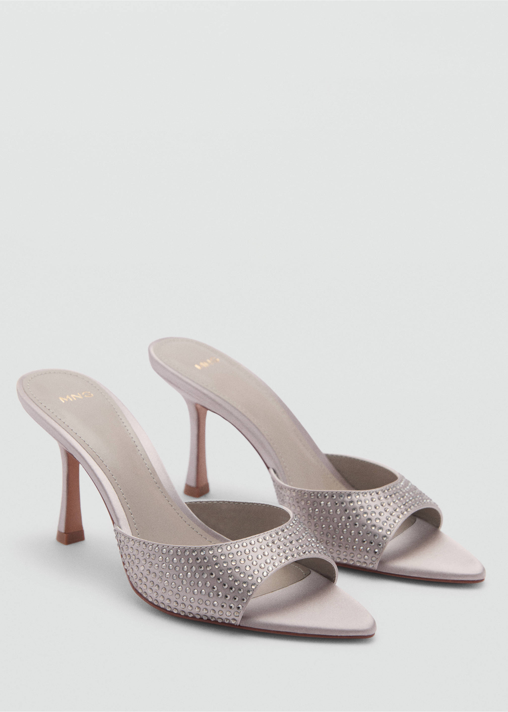 Rhinestone heeled sandals - Medium plane, Grey. Ref: 77093291-00.