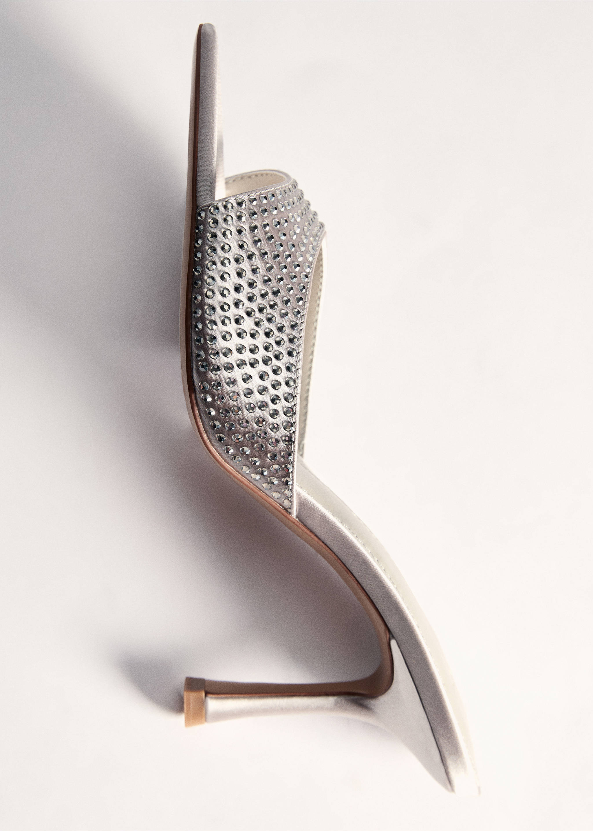 Rhinestone heeled sandals - Details of the article 5, Grey. Ref: 77093291-00.