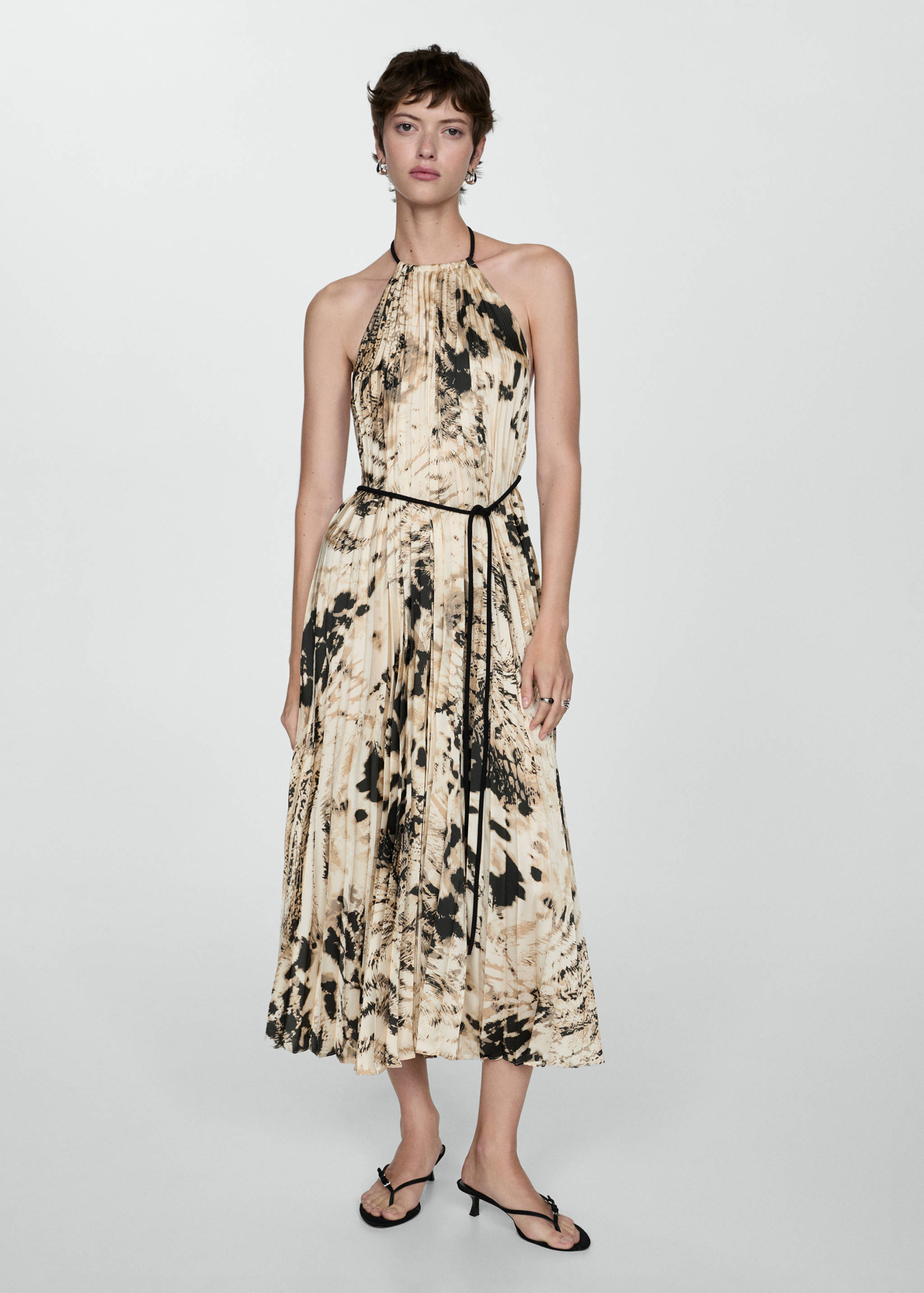 Pleated animal-print dress - General plane