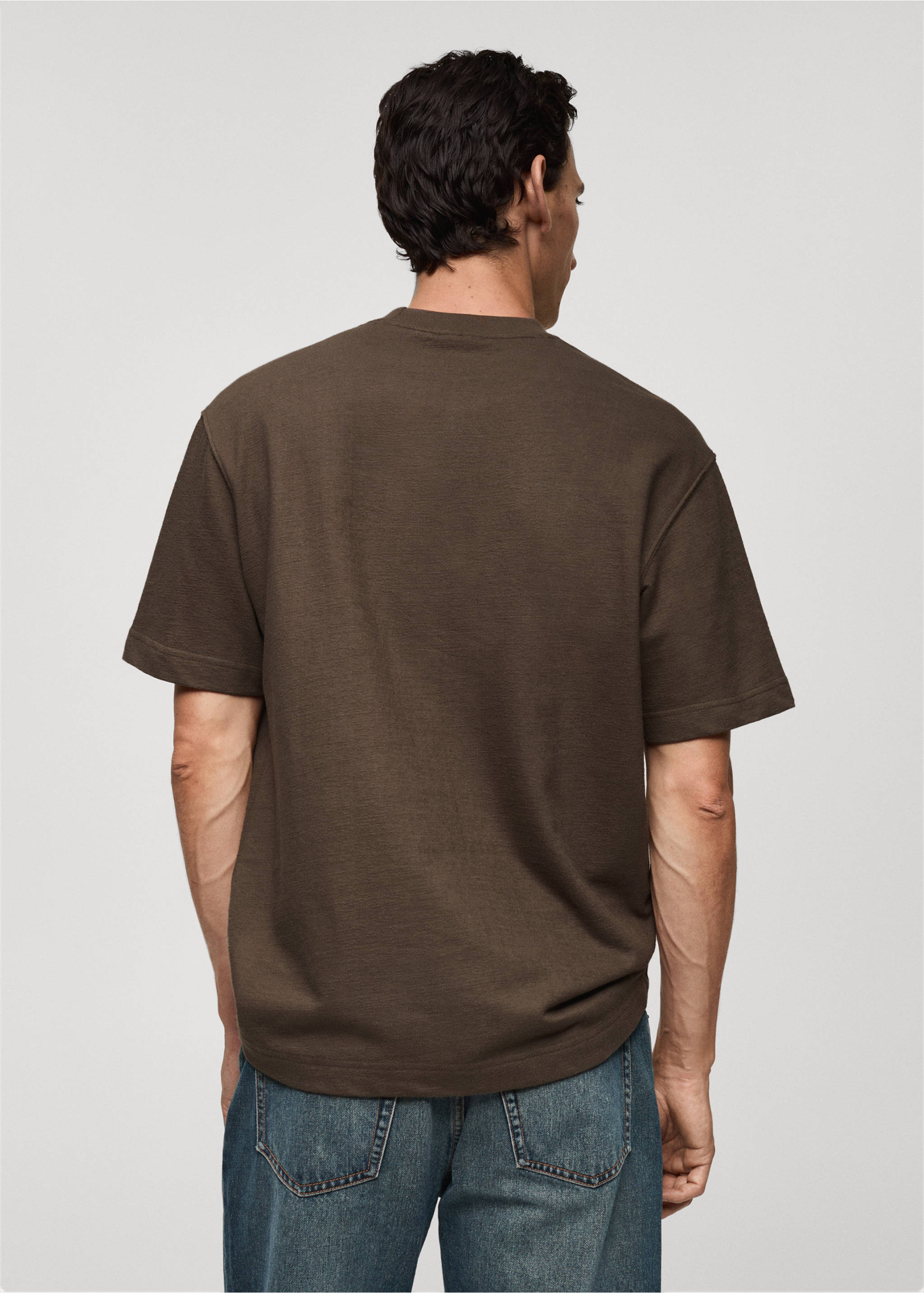 100% cotton relaxed-fit t-shirt - Reverse of the article, Khaki. Ref: 77093673-00.