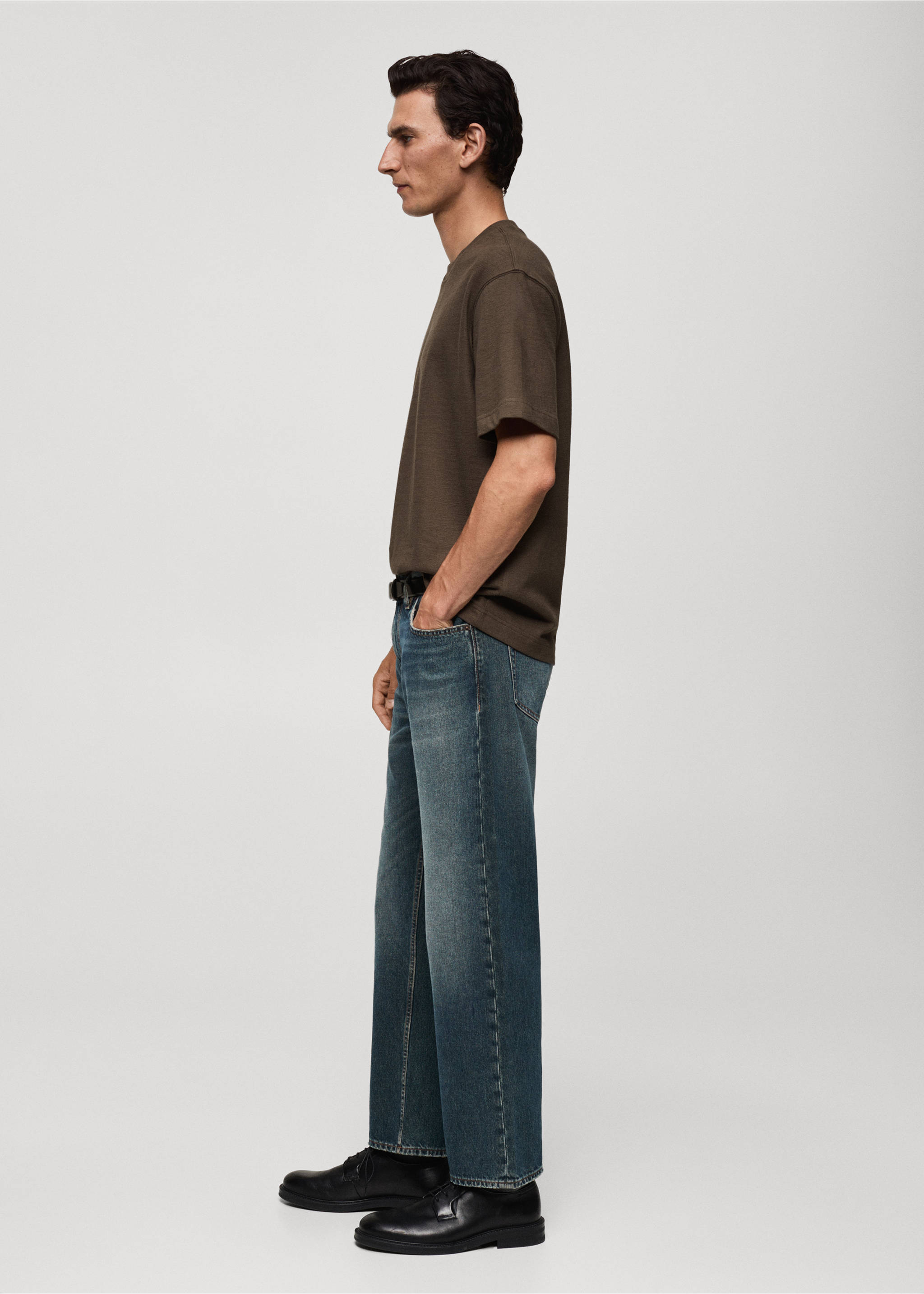 100% cotton relaxed-fit t-shirt - Details of the article 2, Khaki. Ref: 77093673-00.