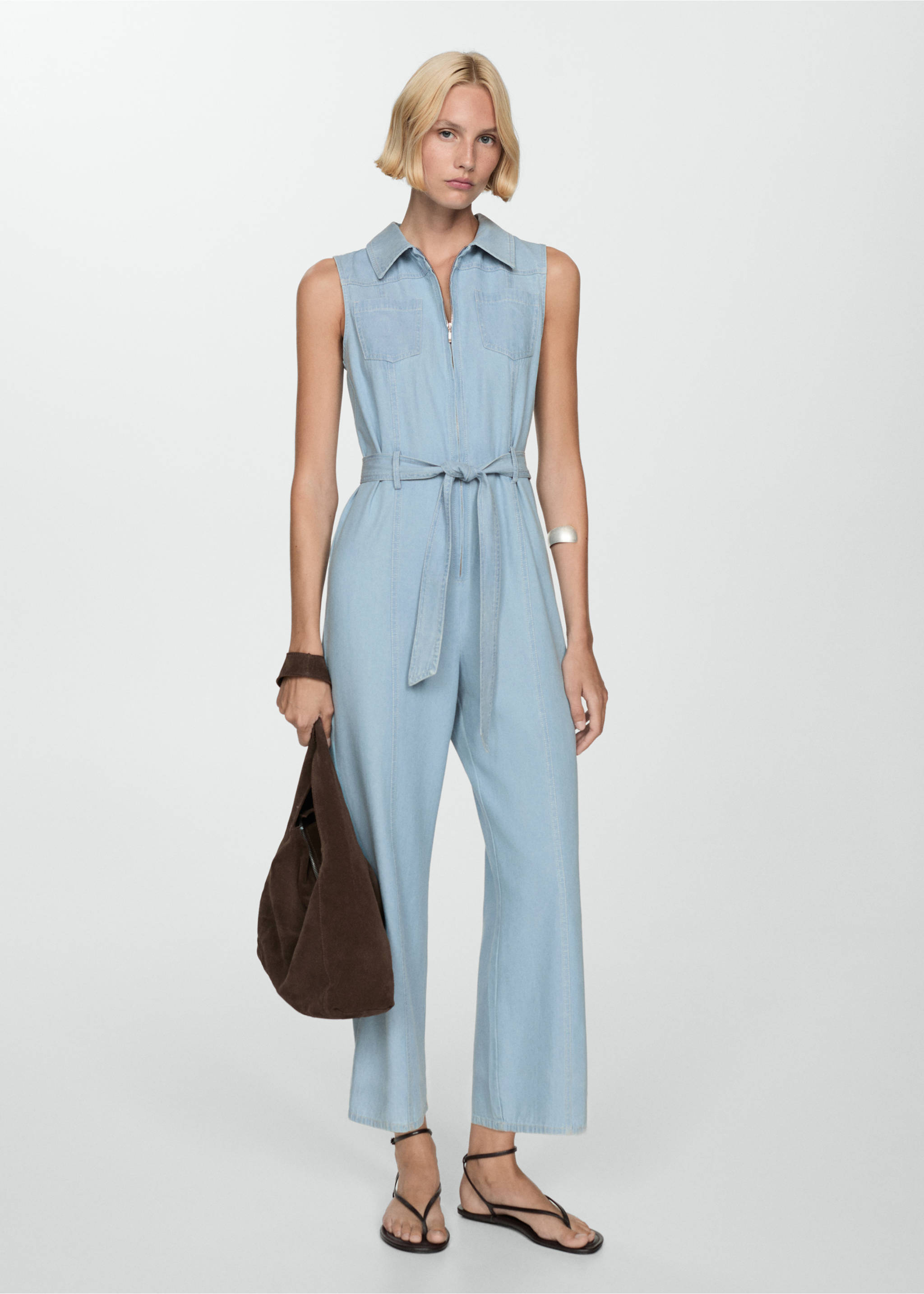 Denim jumpsuit belt - General plane, Light Blue. Ref: 77094013-00.