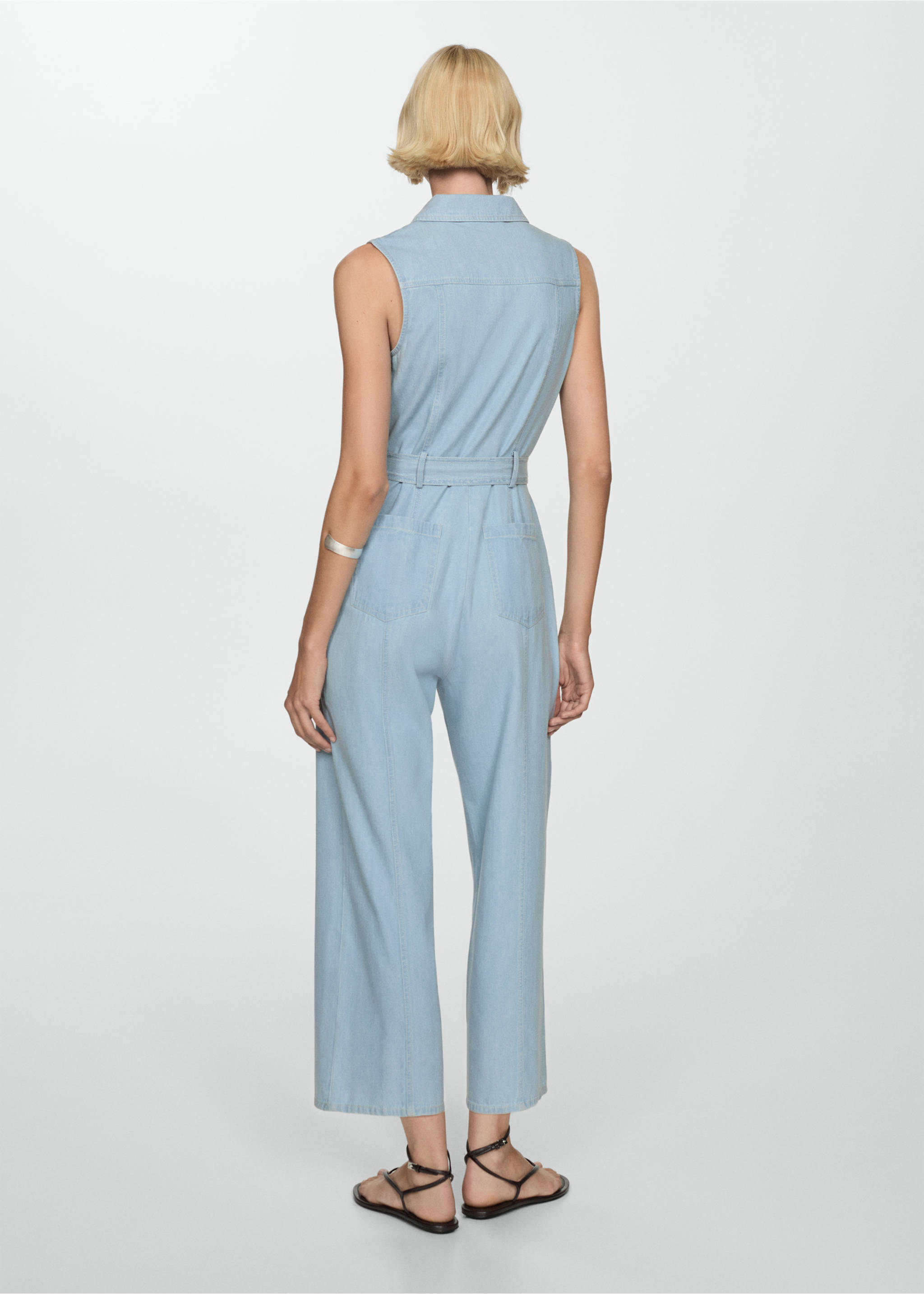 Denim jumpsuit belt - Reverse of the article, Light Blue. Ref: 77094013-00.